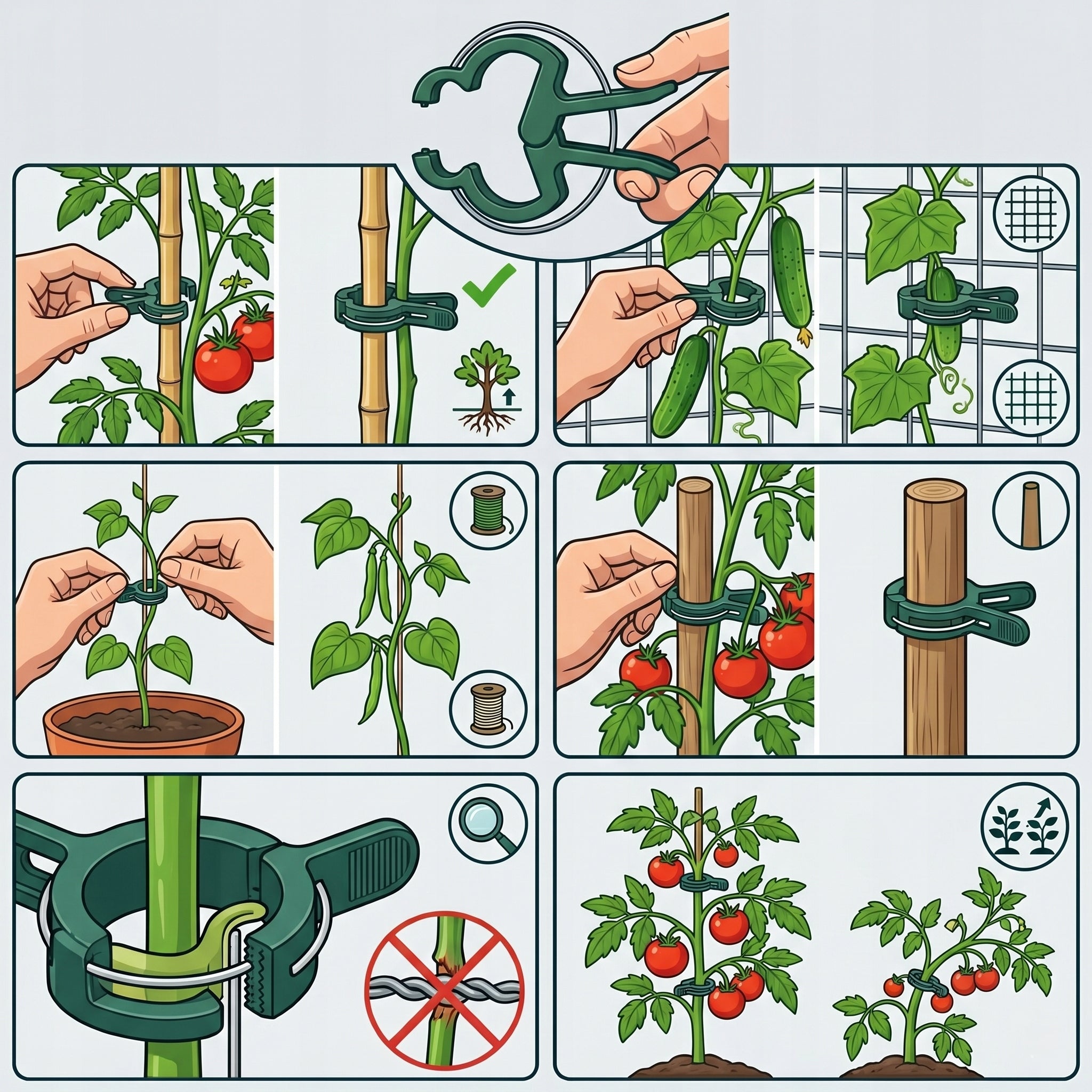 TOMATO CLIPS CLASPS GARDEN HANDLES PLANT CLIPS STEMS 60 pieces Product width 3 cm