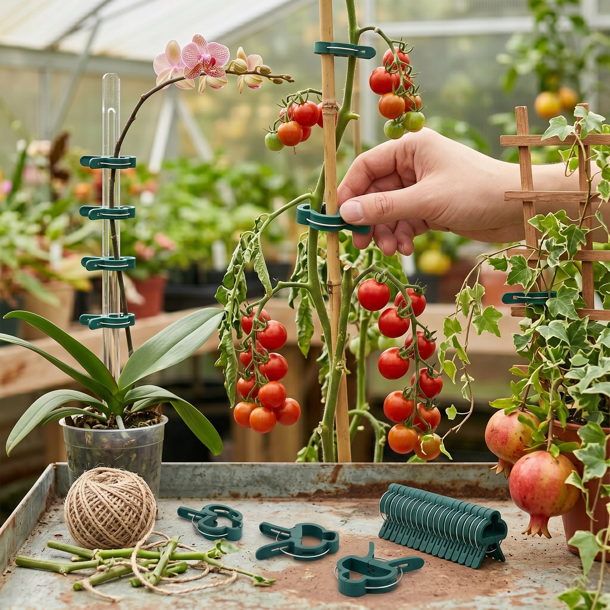 TOMATO CLIPS CLASPS GARDEN HANDLES PLANT CLIPS STEMS 80 pieces Color green