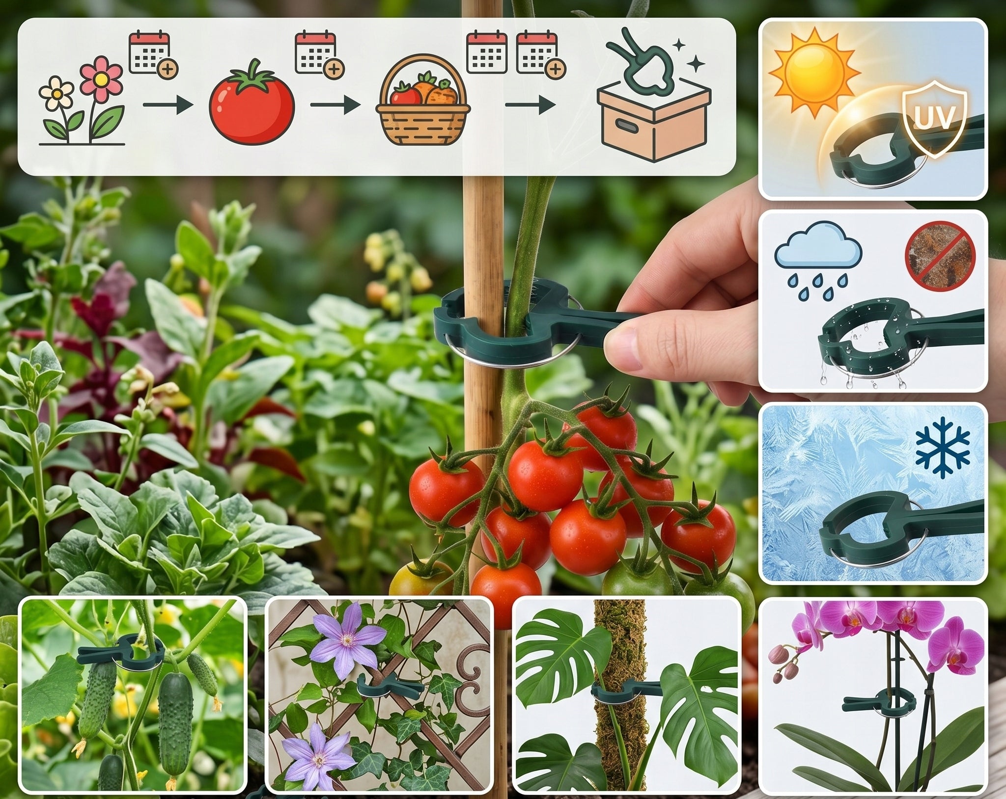 TOMATO CLIPS CLASPS GARDEN HANDLES PLANT CLIPS STEMS 80 pieces Product height 4.5 cm