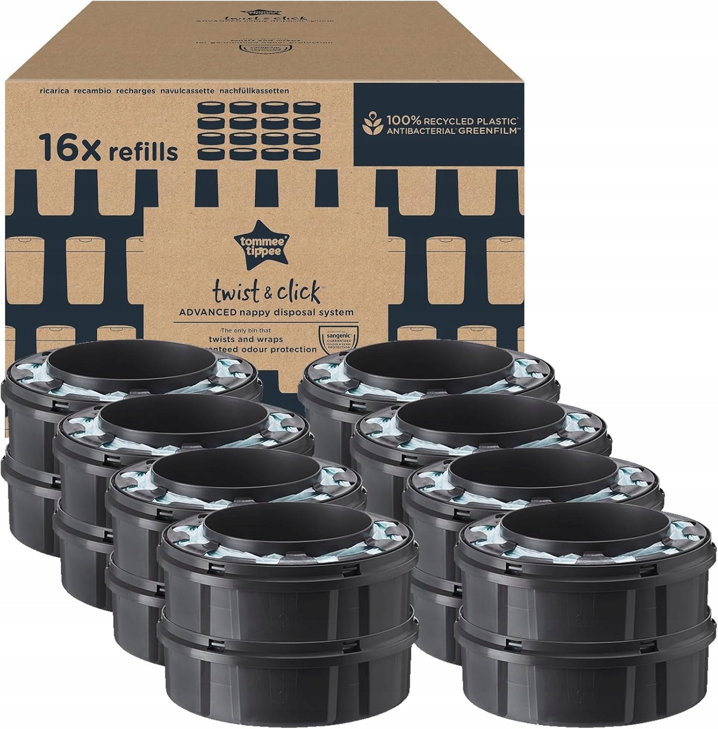 TOMMEE TIPPEE TWIST AND CLICK DIAPER BASKET REFILLS - 16 PCS