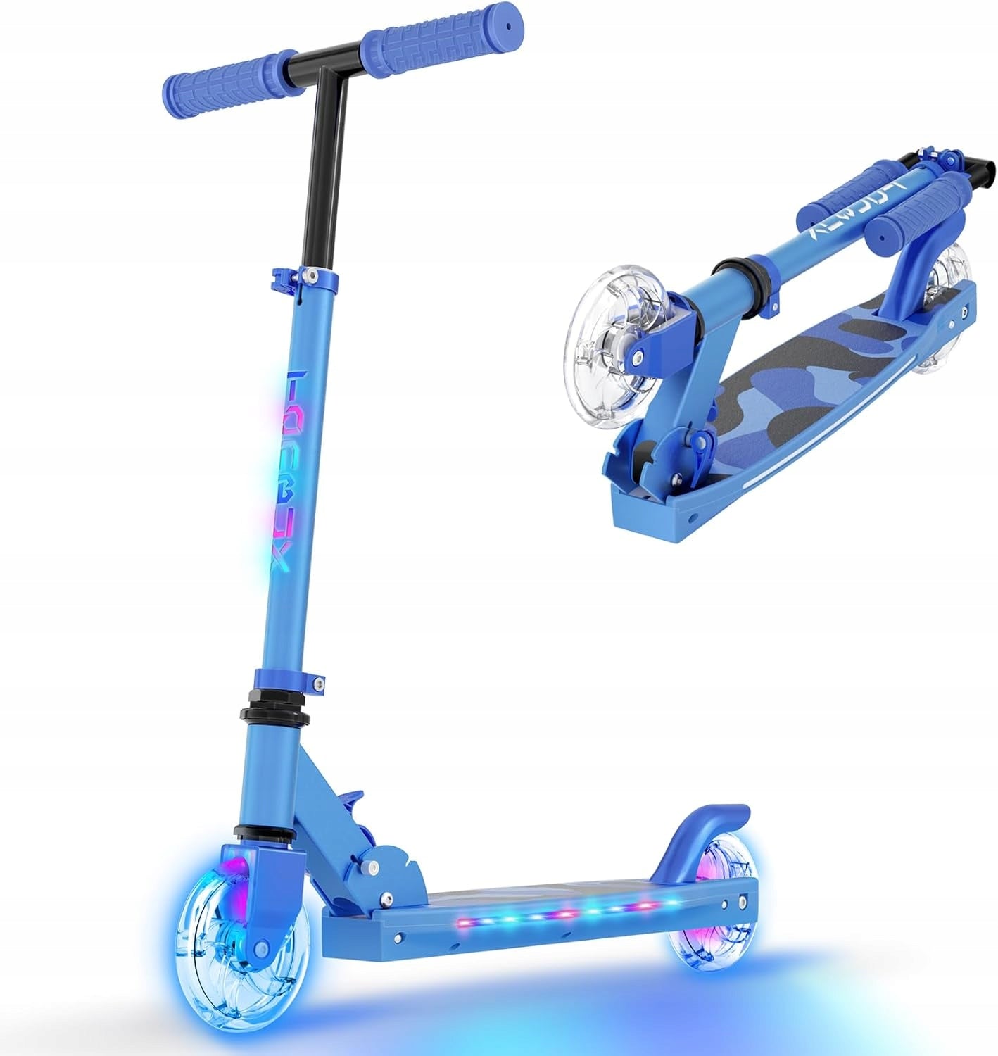 TONBUX Kids Scooter for Age 5-12, with 2 Light Up Wheels, Stem and Deck