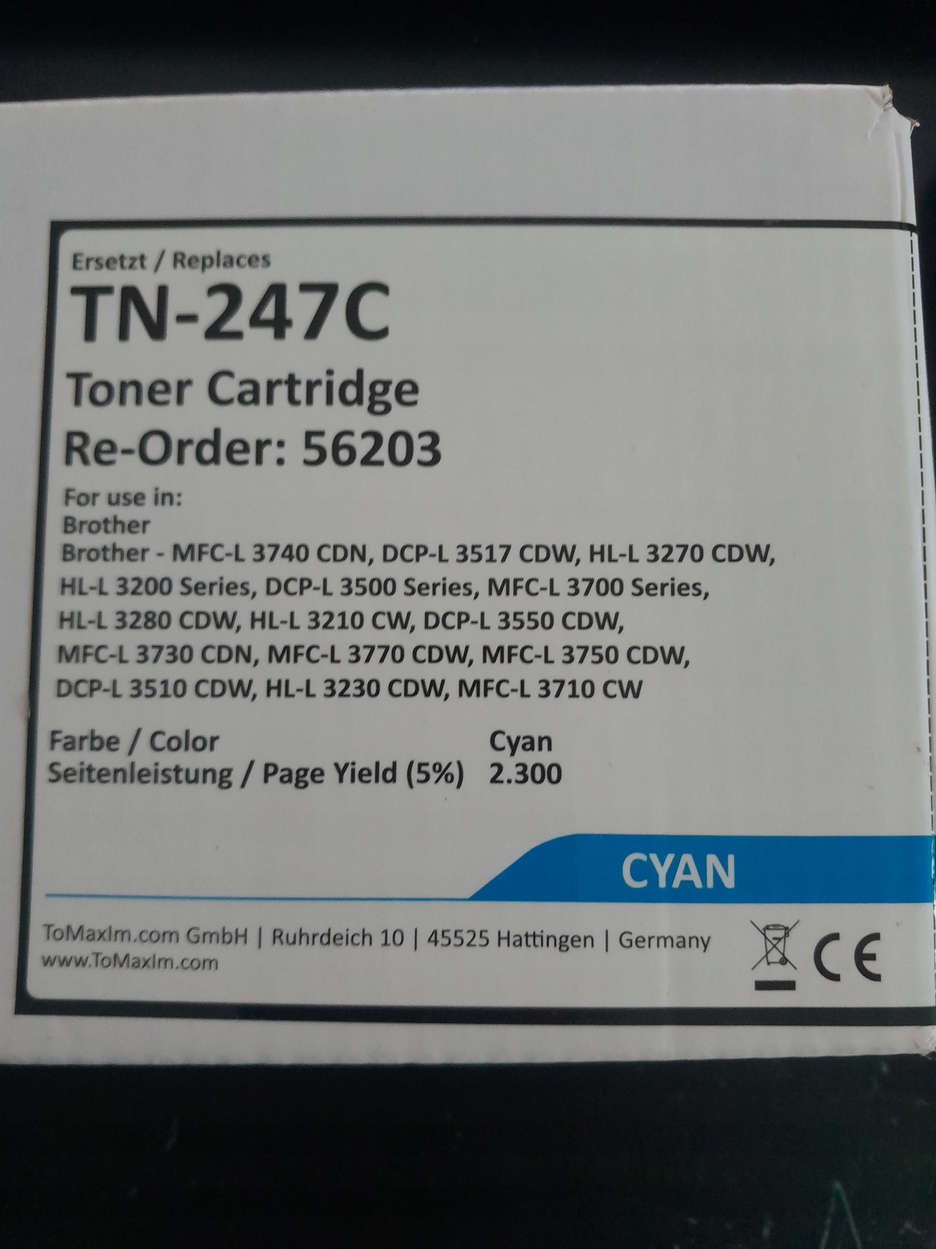 TONER Replacement ToMaxlm FOR BROTHER TN-247C TN243 XL DCP-L3510CDW