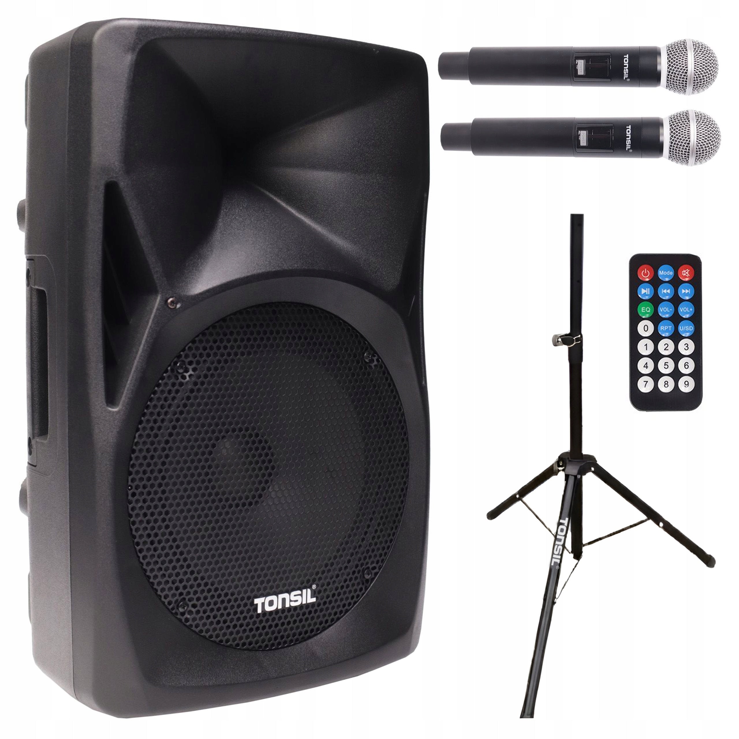 TONSIL ZP 12 PORTABLE PA SYSTEM + 2 UHF WIRELESS MICROPHONES + TRIPOD
