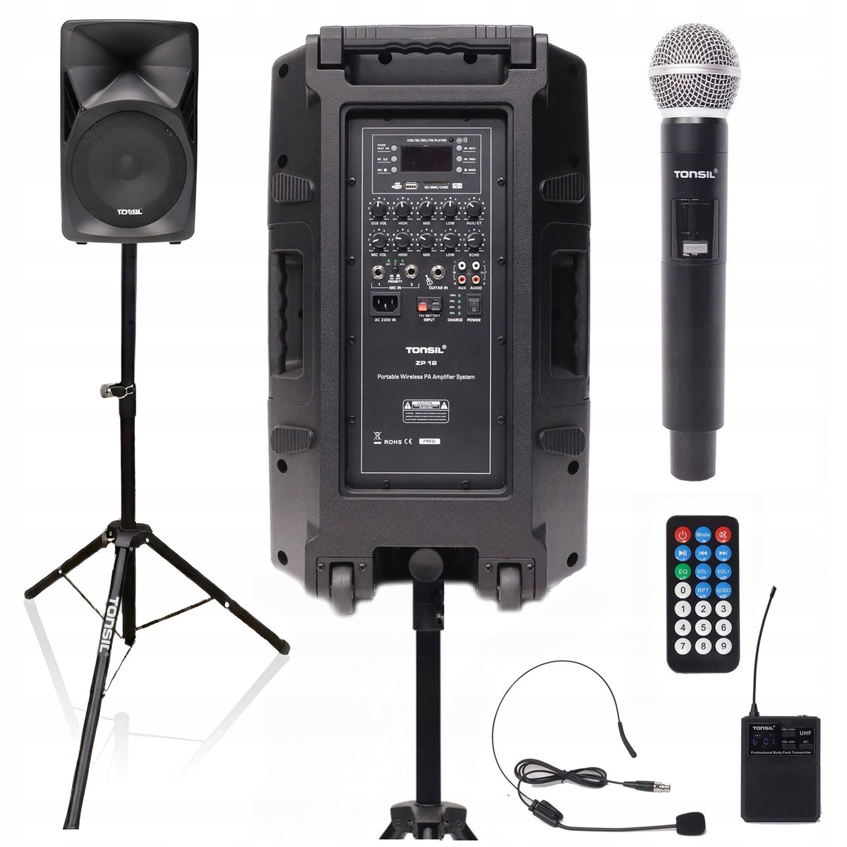 TONSIL ZP 12 PORTABLE PA SYSTEM + HEAD MICROPHONE + DYNAMIC + TRIPOD Packaging status original