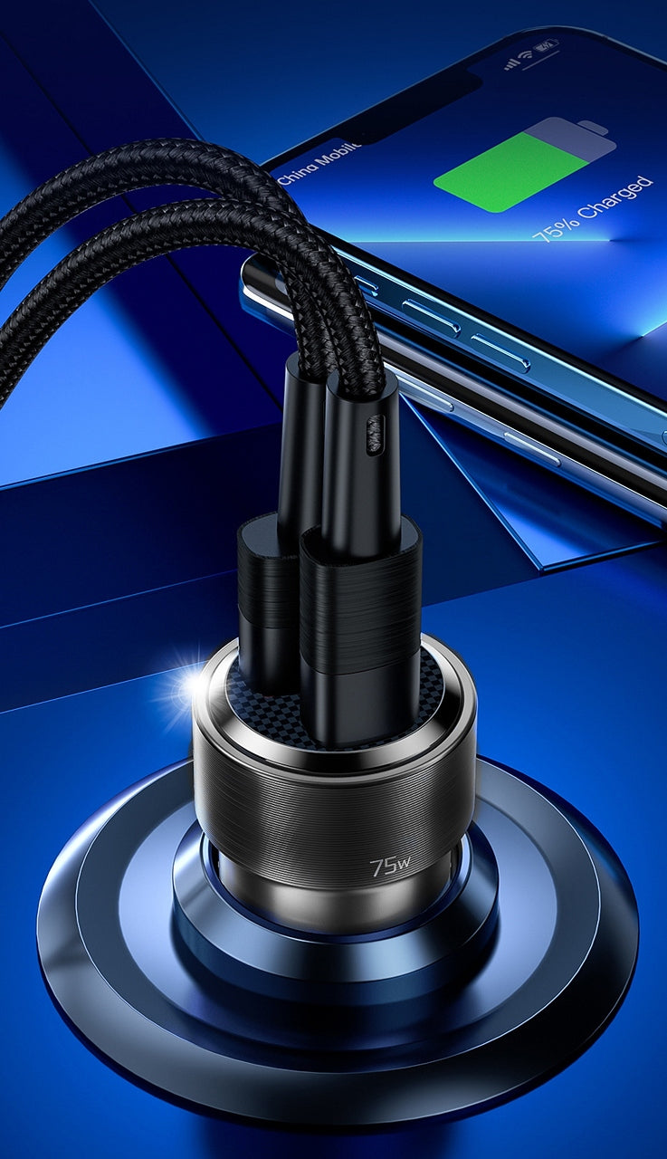 TOOCKI FAST CAR CHARGER 75W PD QC USB-A + USB-C TYPE-C 45W + 30W Manufacturer code Ładowarka samochodowa TQ-CC09