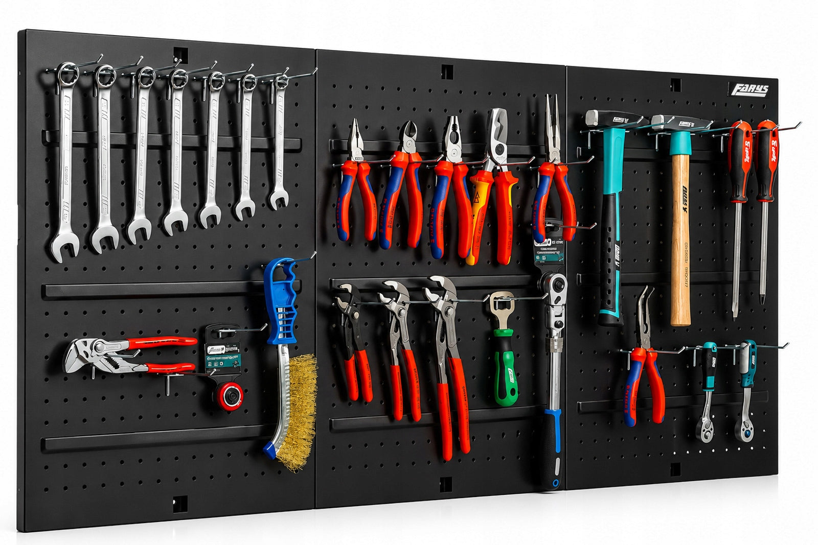 TOOL BOARD METAL WORKSHOP WALL + HOOKS 125x60 cm FARYS Brand Farys
