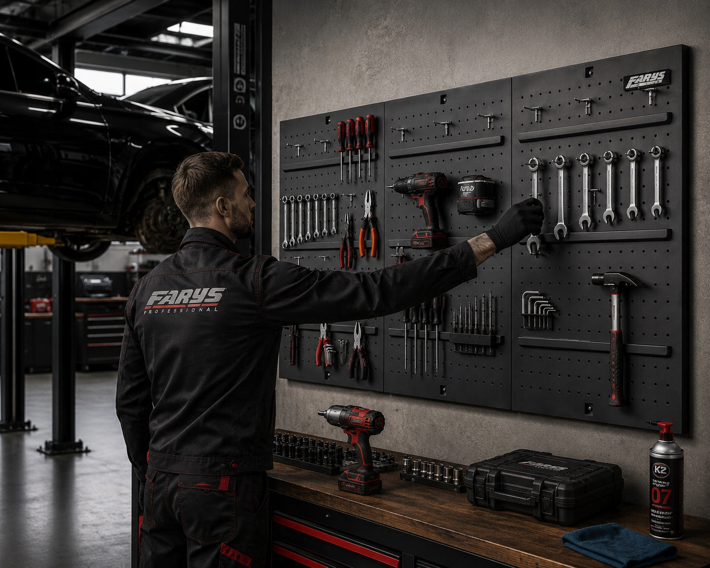 TOOL BOARD METAL WORKSHOP WALL + HOOKS 125x60 cm FARYS Manufacturer code FR4026