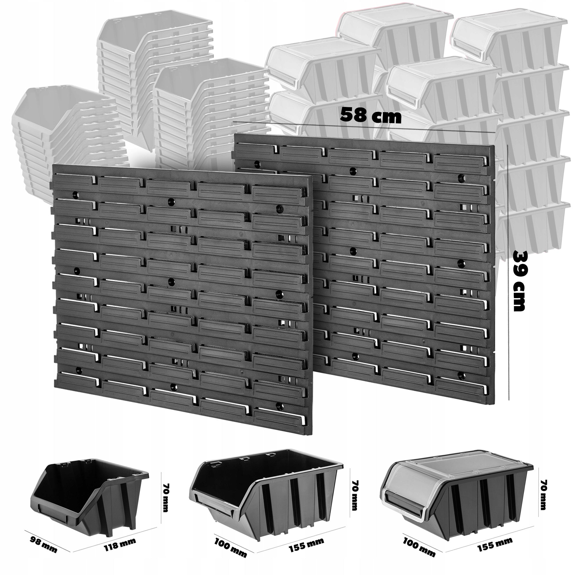 TOOL BOARD WORKSHOP WALL 116x39 cm 50 CUVETTE GARAGE WORKSHOP Color black