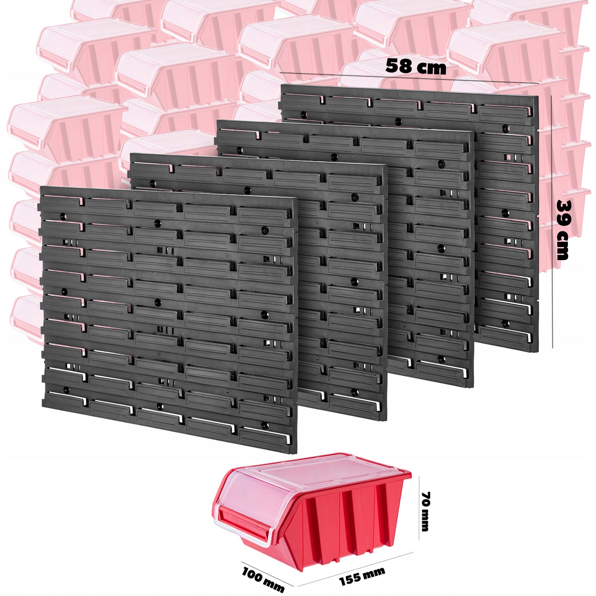TOOL BOARD WORKSHOP WALL 116x78 cm 90 CUVETTES GARAGE WORKSHOP Color red