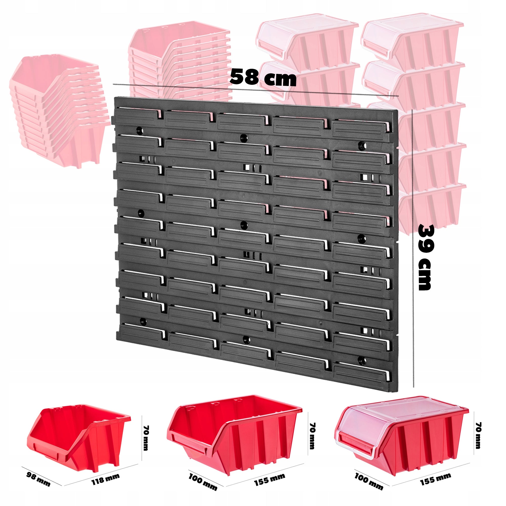 TOOL BOARD WORKSHOP WALL 58x39 cm 25 CUVETTE GARAGE WORKSHOP Color red