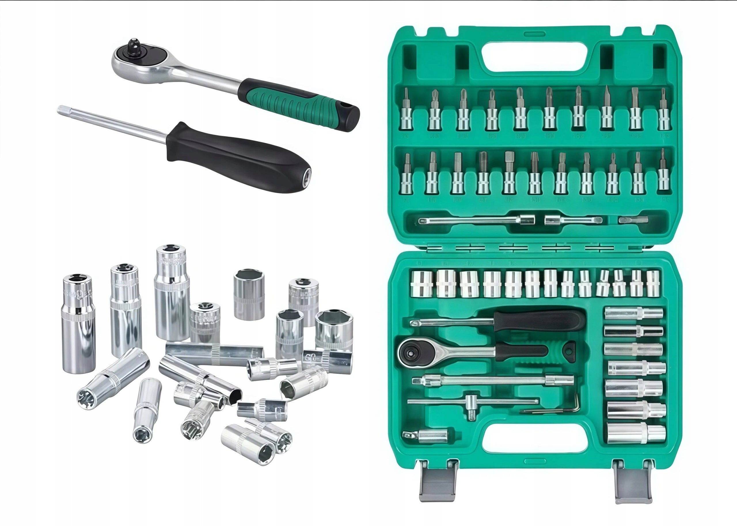 TOOL BOX 53 PCS RATCHET SCREWDRIVER CAPS SET SUITCASE Brand no brand