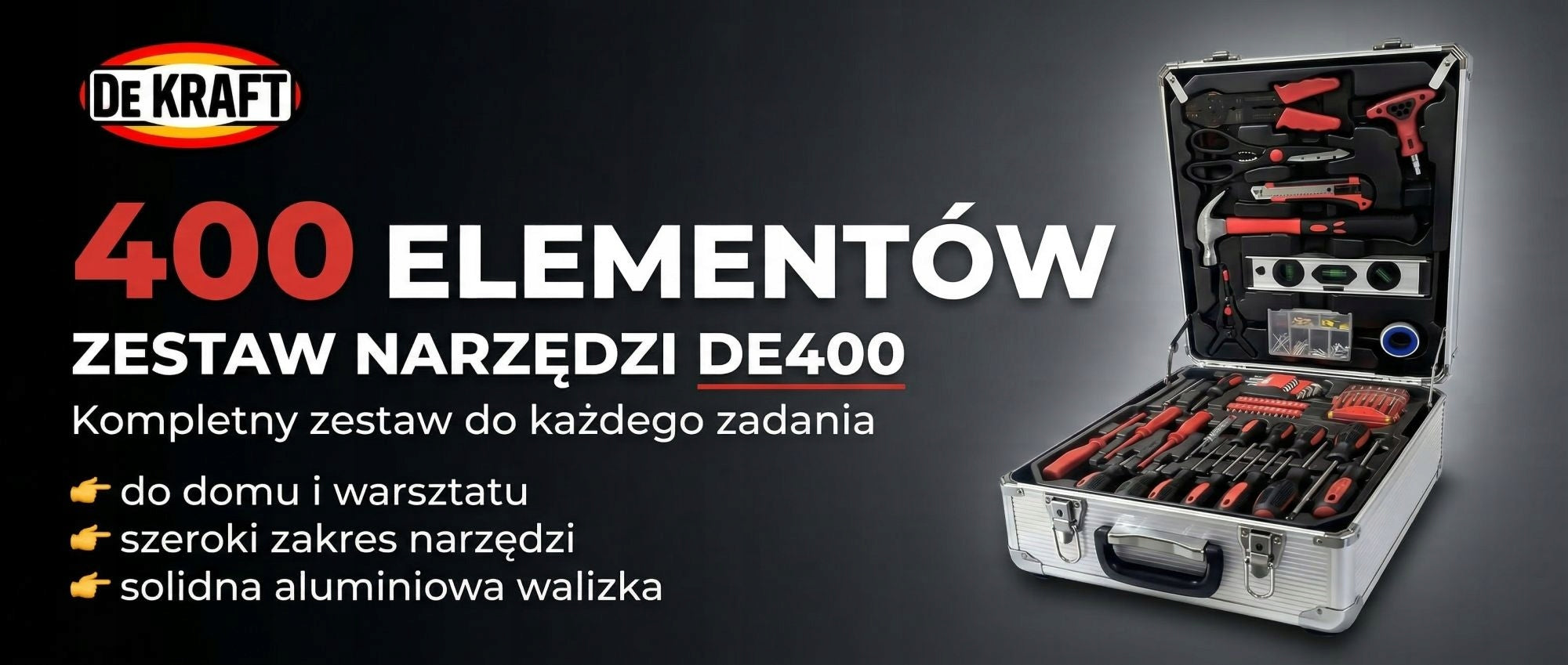 TOOL BOX SUITCASE TOOL SET 400 ELEMENTS DEKRAFT Manufacturer code DE400