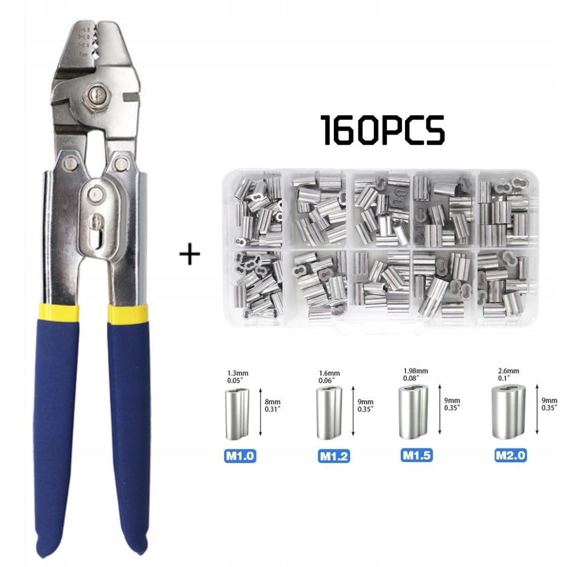 TOOL FOR CRIMPING STEEL CABLES CRIMPER +160x BARREL BUSHINGS EAN (GTIN) 5903991410603
