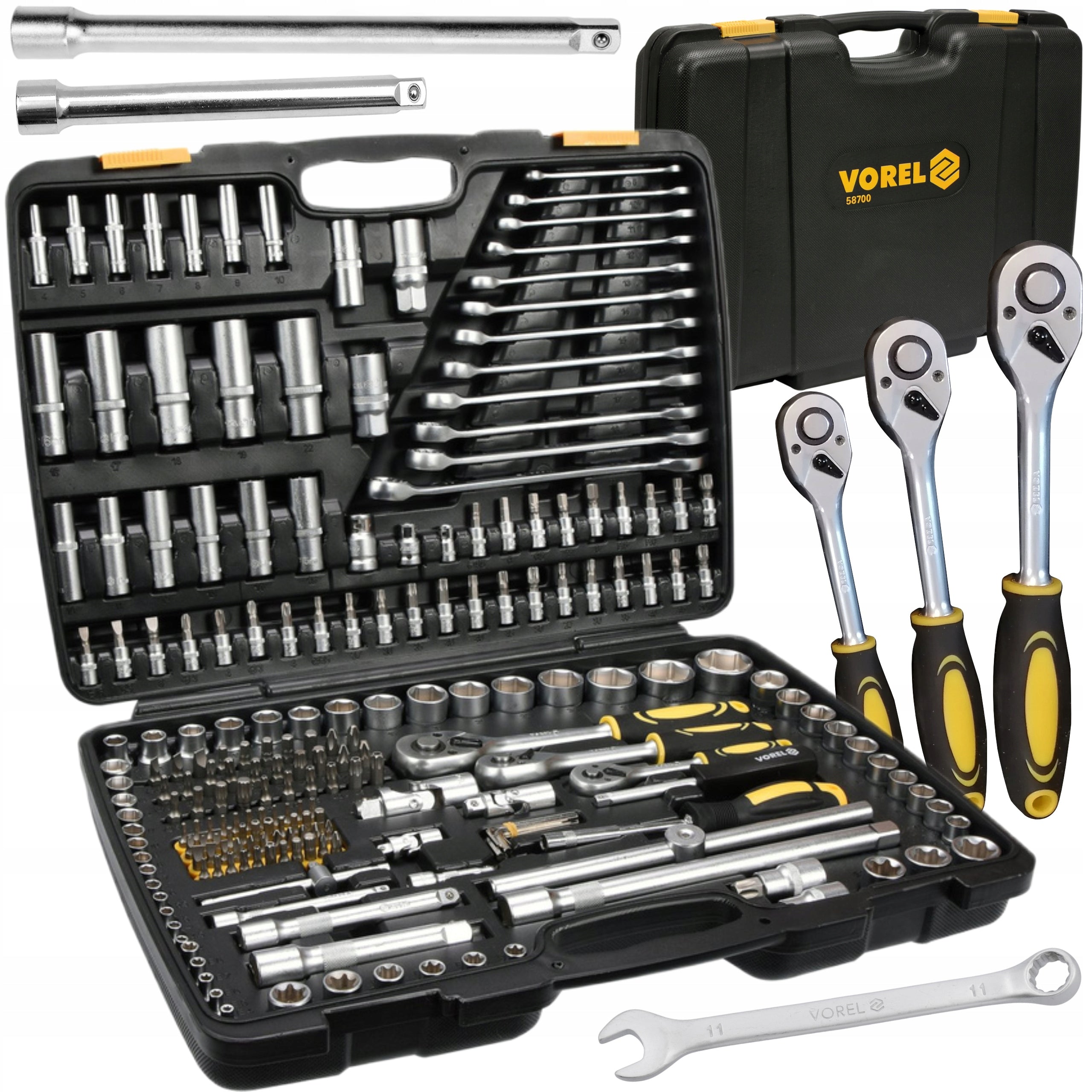 TOOL KIT 1/2" 216EL. RATCHET EXTENSION CAPS BITS XXL 58700 Product weight with unit packaging 10 kg