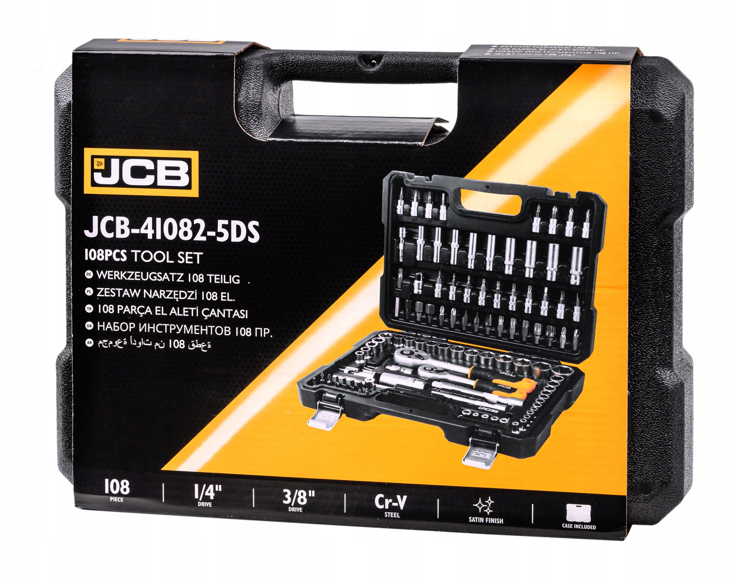 TOOL SET 108 ELEMENTS JCB STEEL CR-V RATCHET SOCKET WRENCHES Manufacturer code JCB-41082-5DS