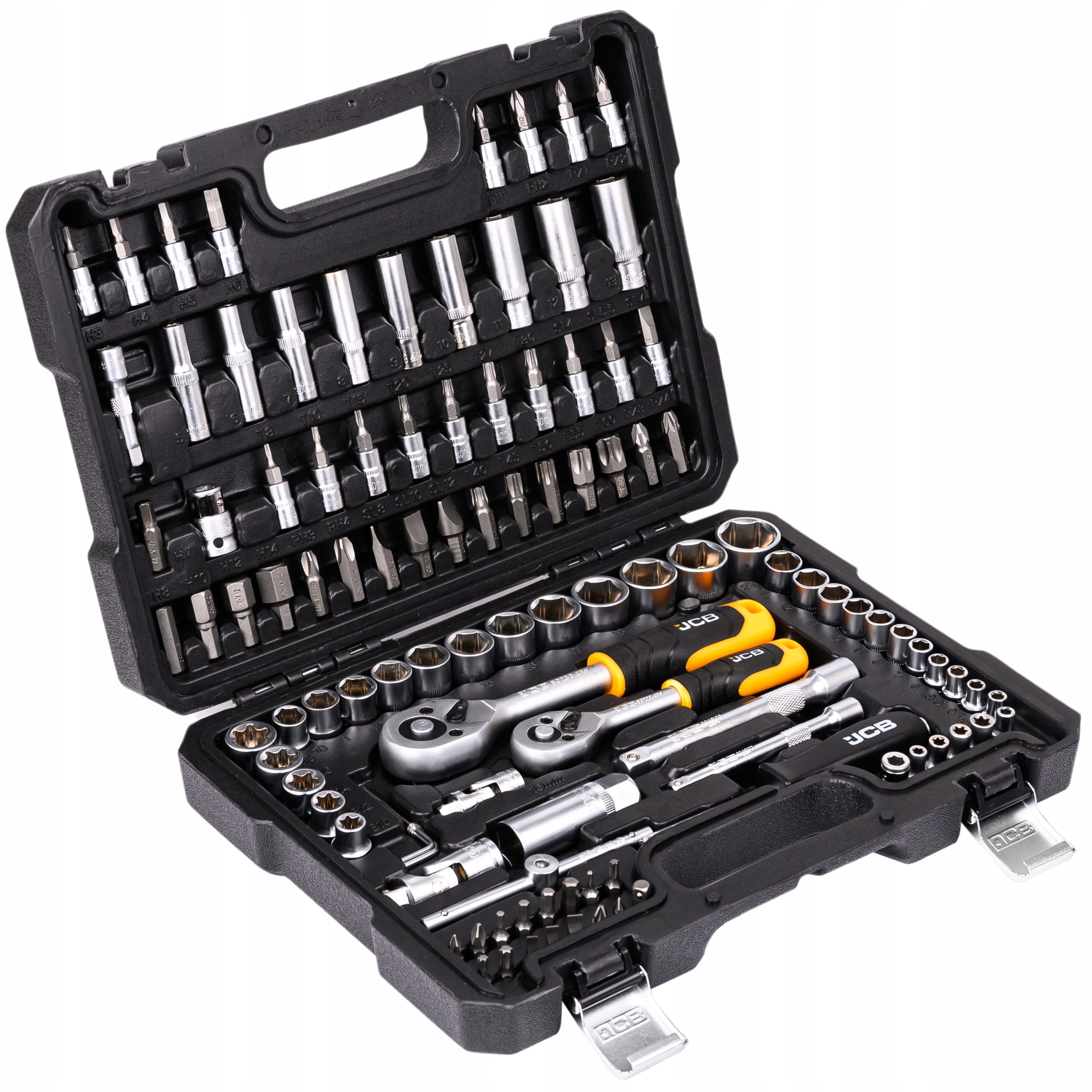 TOOL SET 108 ELEMENTS JCB STEEL CR-V RATCHET SOCKET WRENCHES Number of items in the set 108