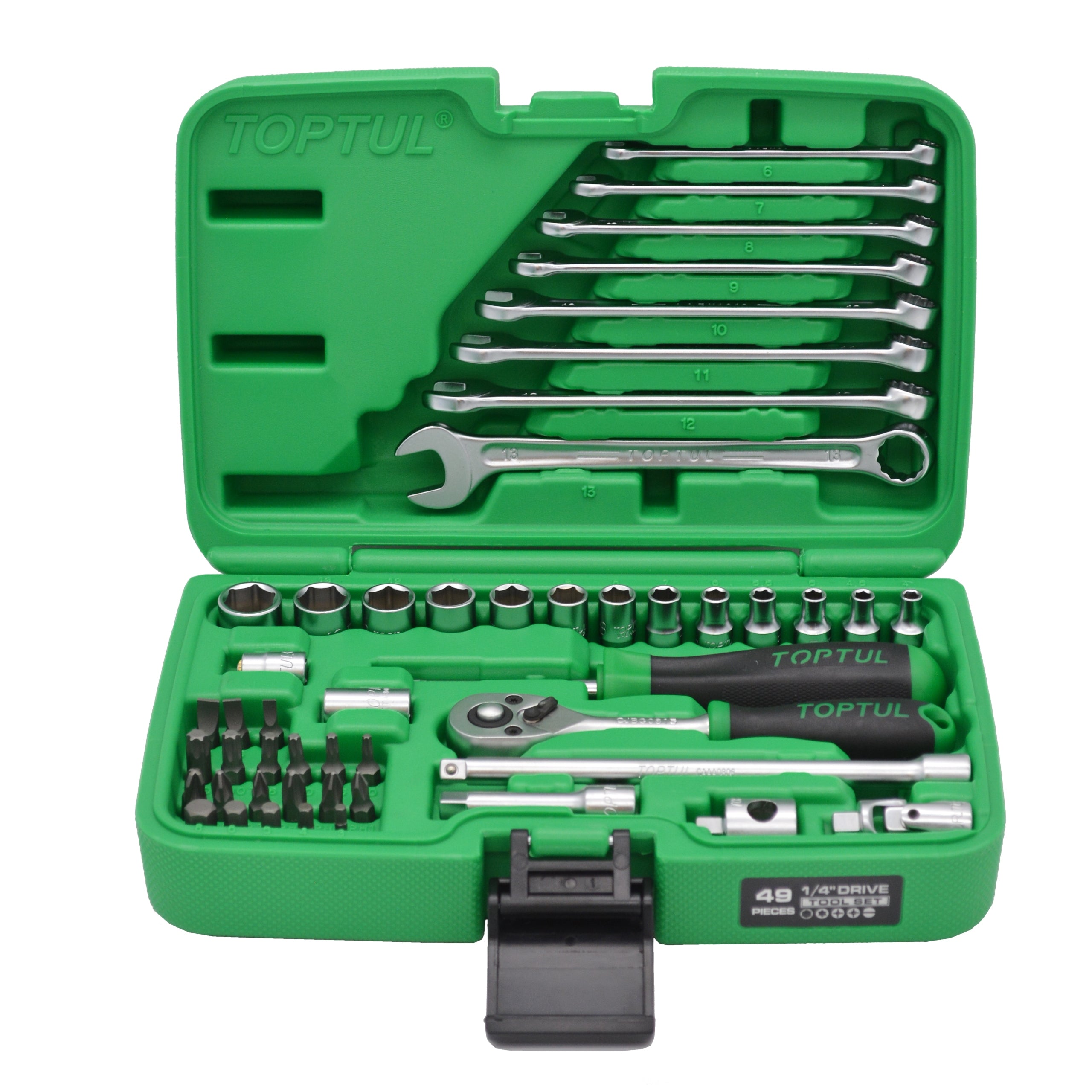 TOOL SET 49 EL 1/4" SOCKET WRENCHES BITS TOPTUL GCAI4901 EAN (GTIN) 4711671613005