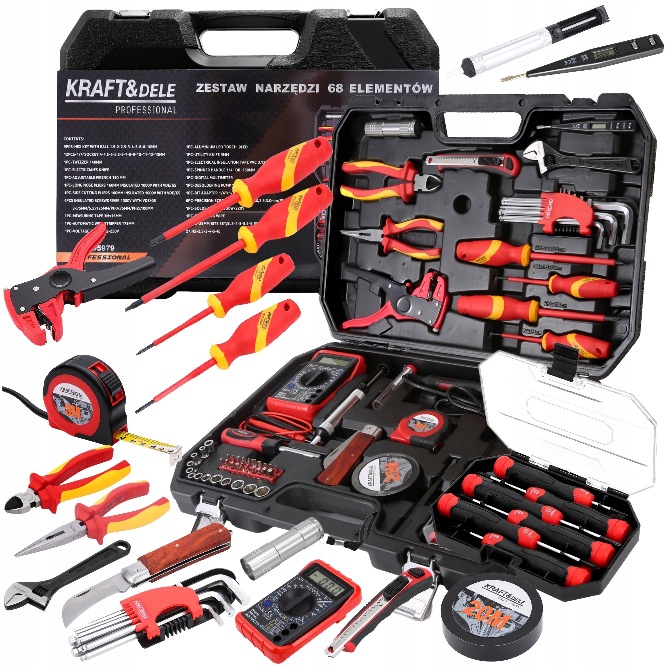 TOOL SET SUITCASE SET 1000V VDE MULTIMETER PLIERS KEYS MEASURE Brand no brand
