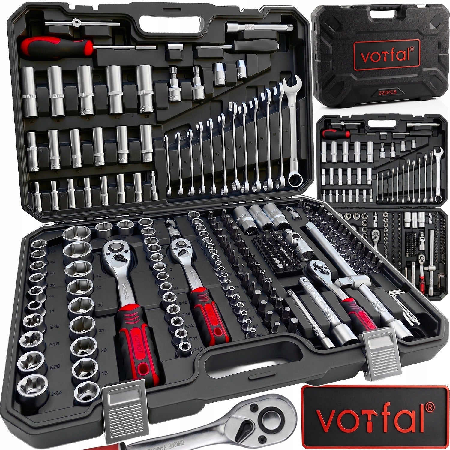 TOOL SOCKET WRENCH SET TOOL CASE KEYS 1/4 3/8 1/2 222EL