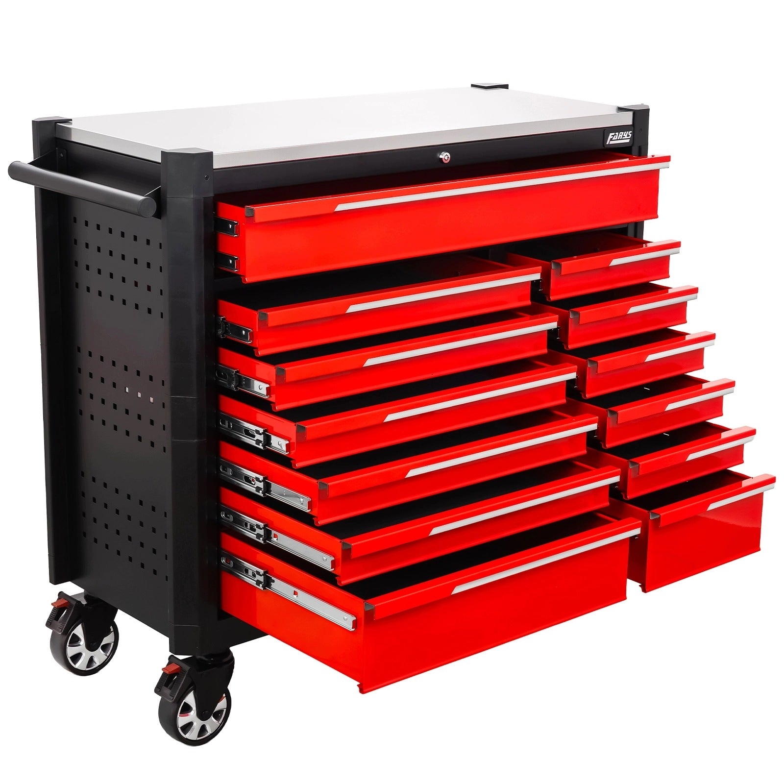 TOOL TROLLEY WORKSHOP CABINET ON WHEELS MOBILE 13 DRAWERS BRAKE Manufacturer code FR4281