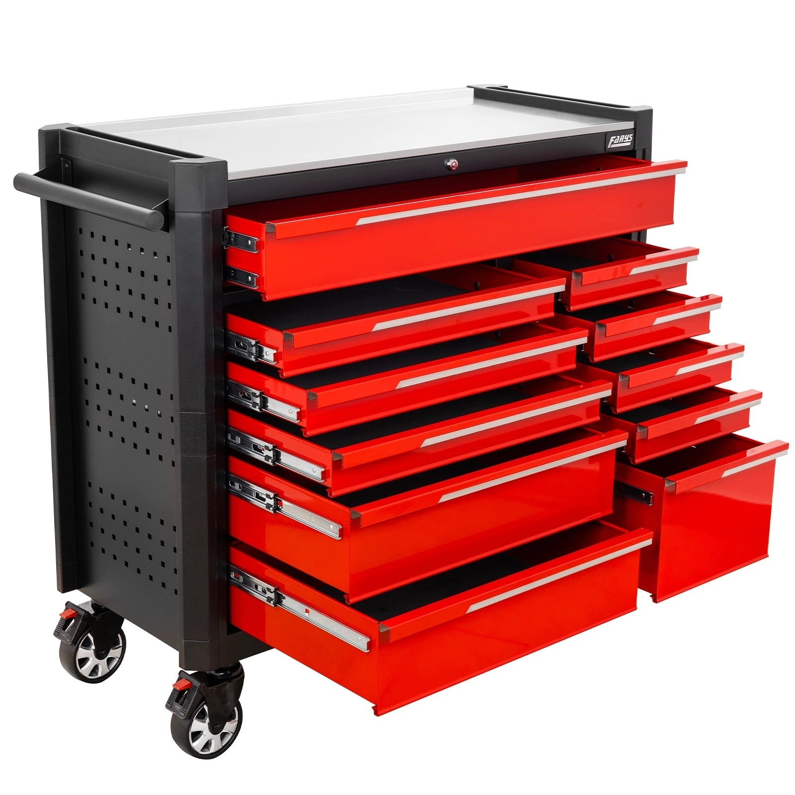 TOOL TROLLEY WORKSHOP CABINET ON WHEELS MOBILE BRAKE 11 DRAWERS Packaging status original