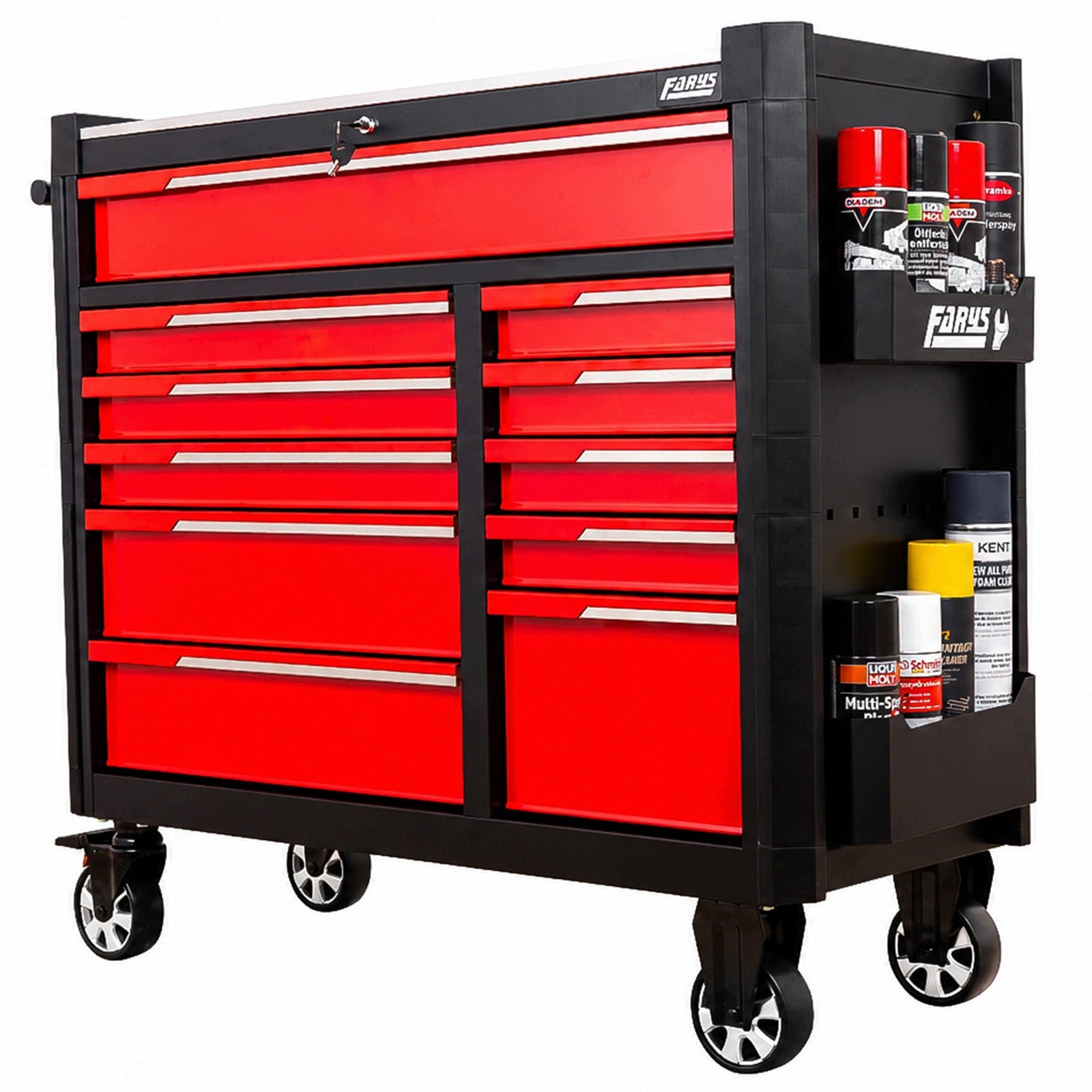 TOOL TROLLEY WORKSHOP CABINET ON WHEELS MOBILE BRAKE 11 DRAWERS