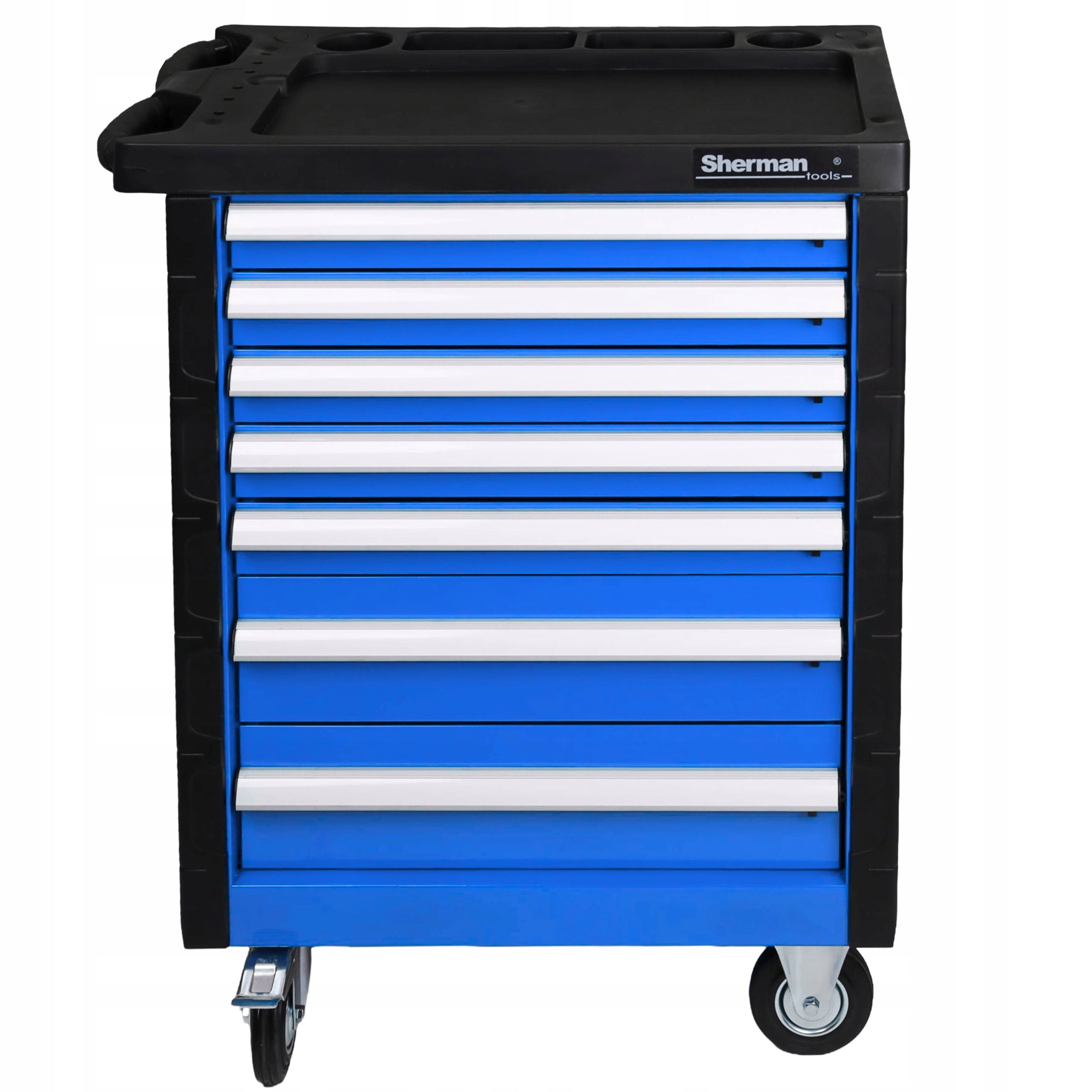 TOOL TROLLEY WORKSHOP CABINET ON WHEELS SHERMAN 7 DRAWERS BLUE Accessories included no