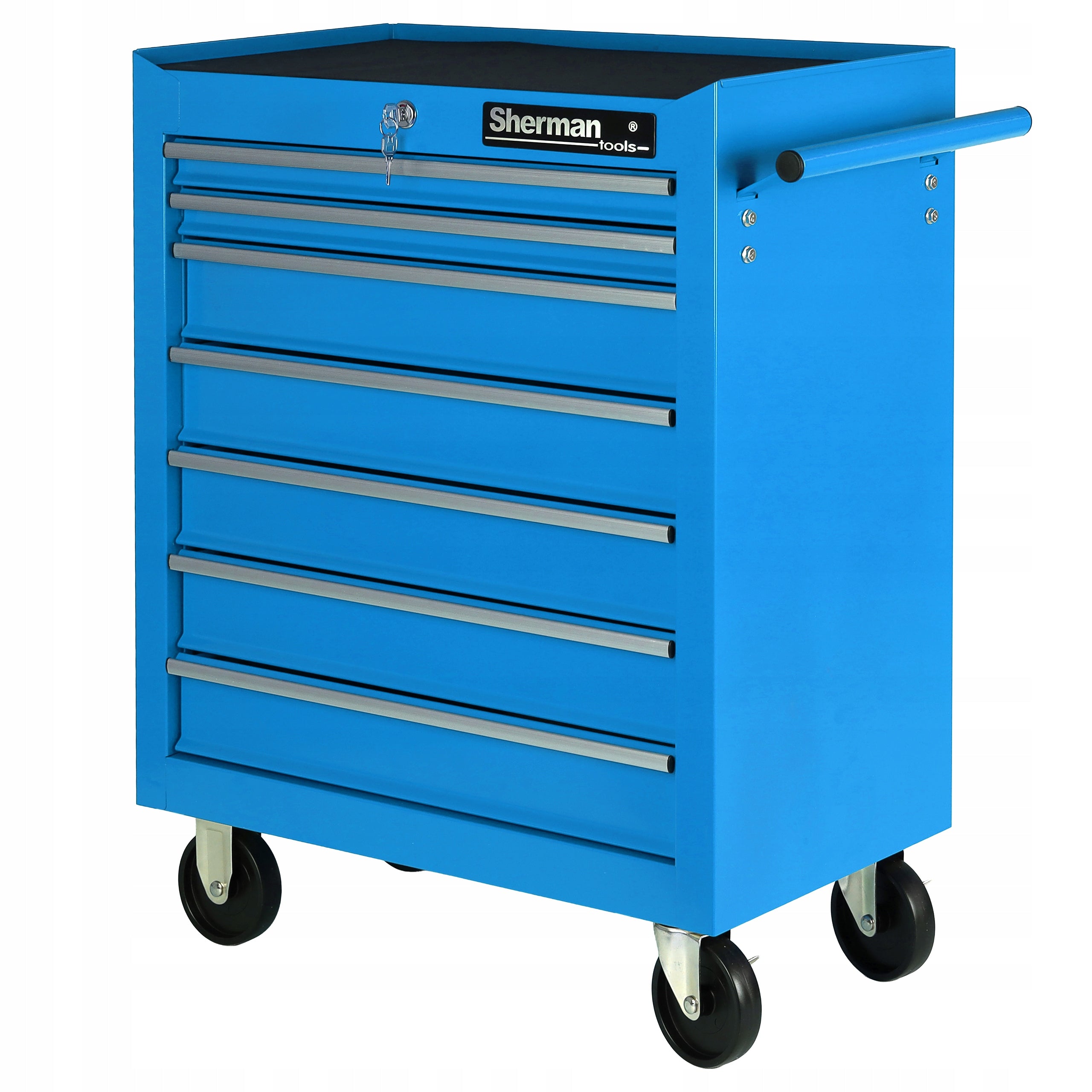 TOOL TROLLEY WORKSHOP CABINET on wheels Sherman 7 DRAWERS blue Product depth 33 cm