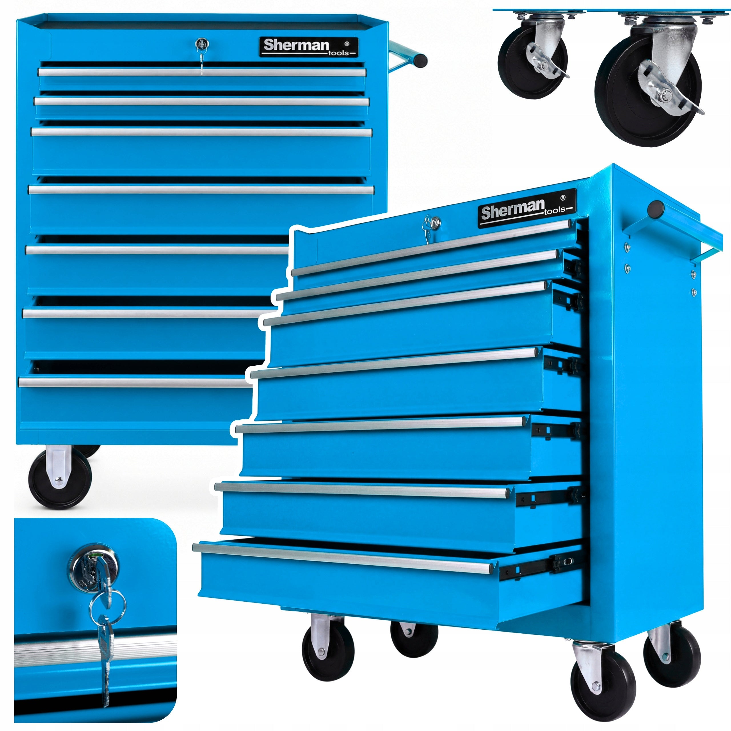 TOOL TROLLEY WORKSHOP CABINET on wheels Sherman | 7 DRAWERS nb