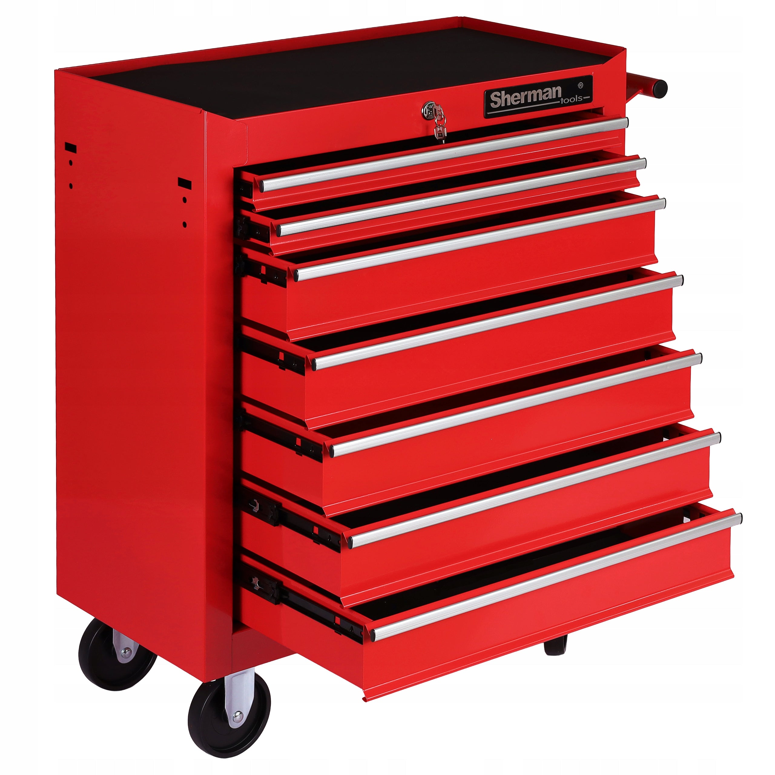 TOOL TROLLEY WORKSHOP CABINET on wheels Sherman|7 DRAWERS red Brand Sherman