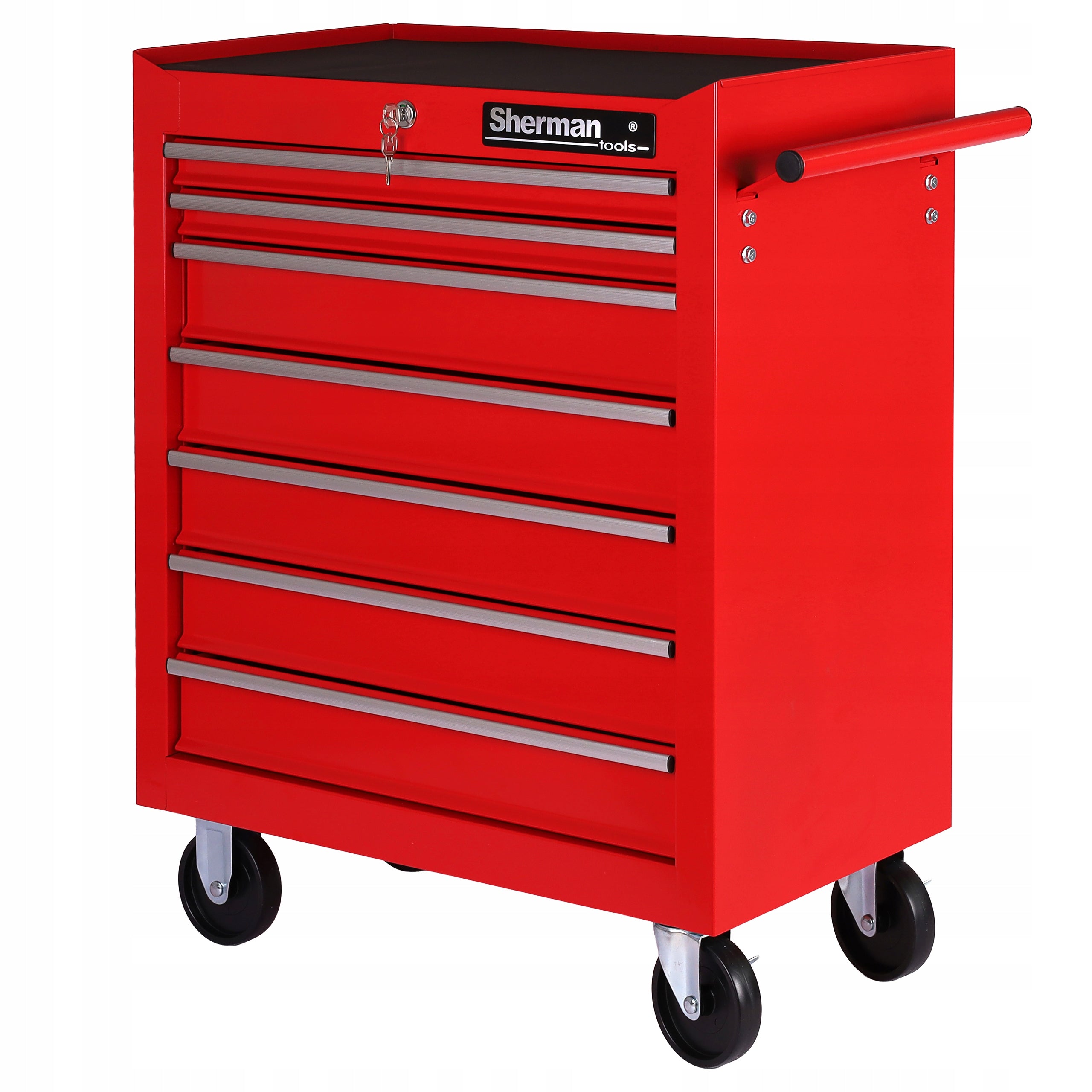 TOOL TROLLEY WORKSHOP CABINET on wheels Sherman|7 DRAWERS red Product height 78 cm