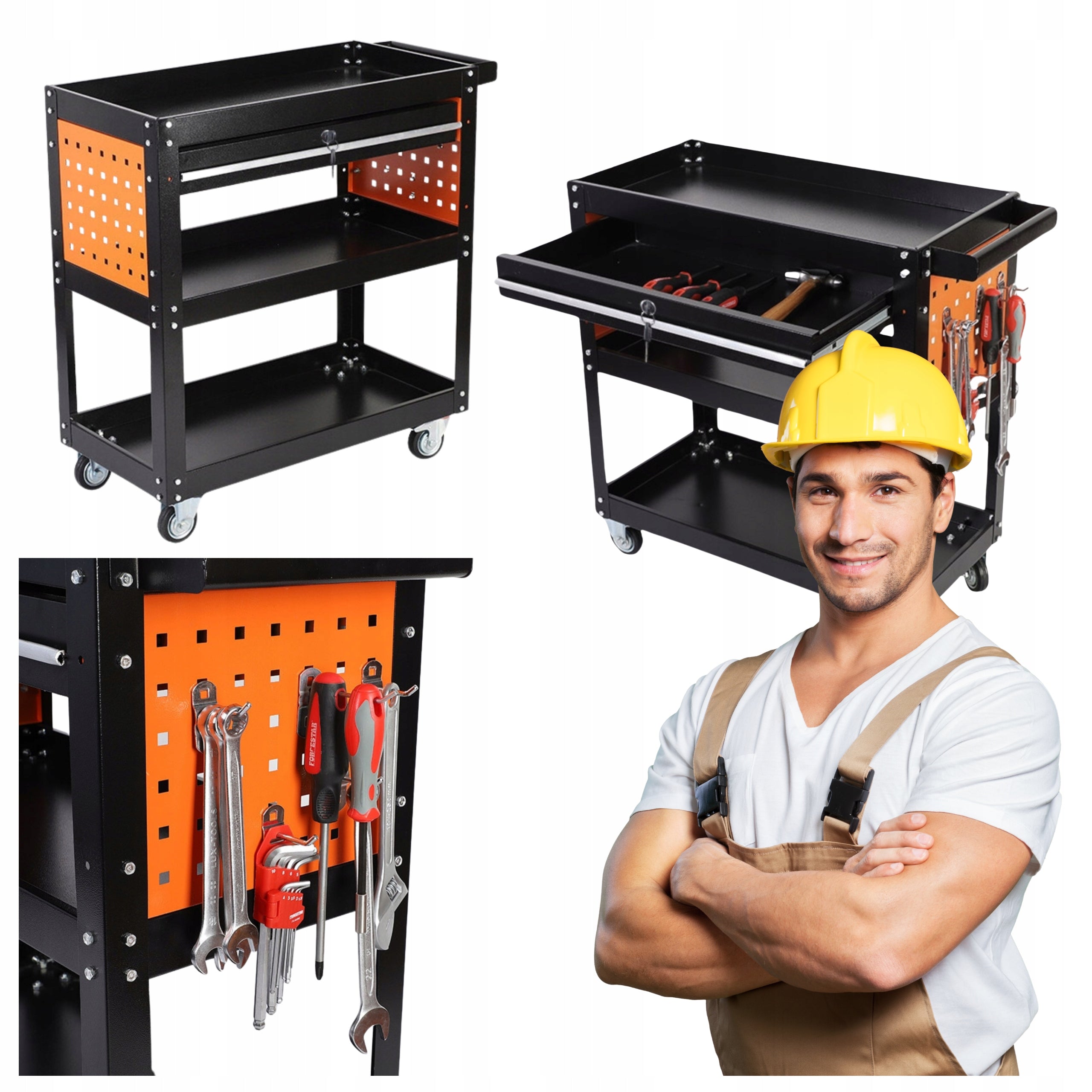 TOOL WORKSHOP TROLLEY TOOL CABINET WITH SHELF SERVICE DRAWER