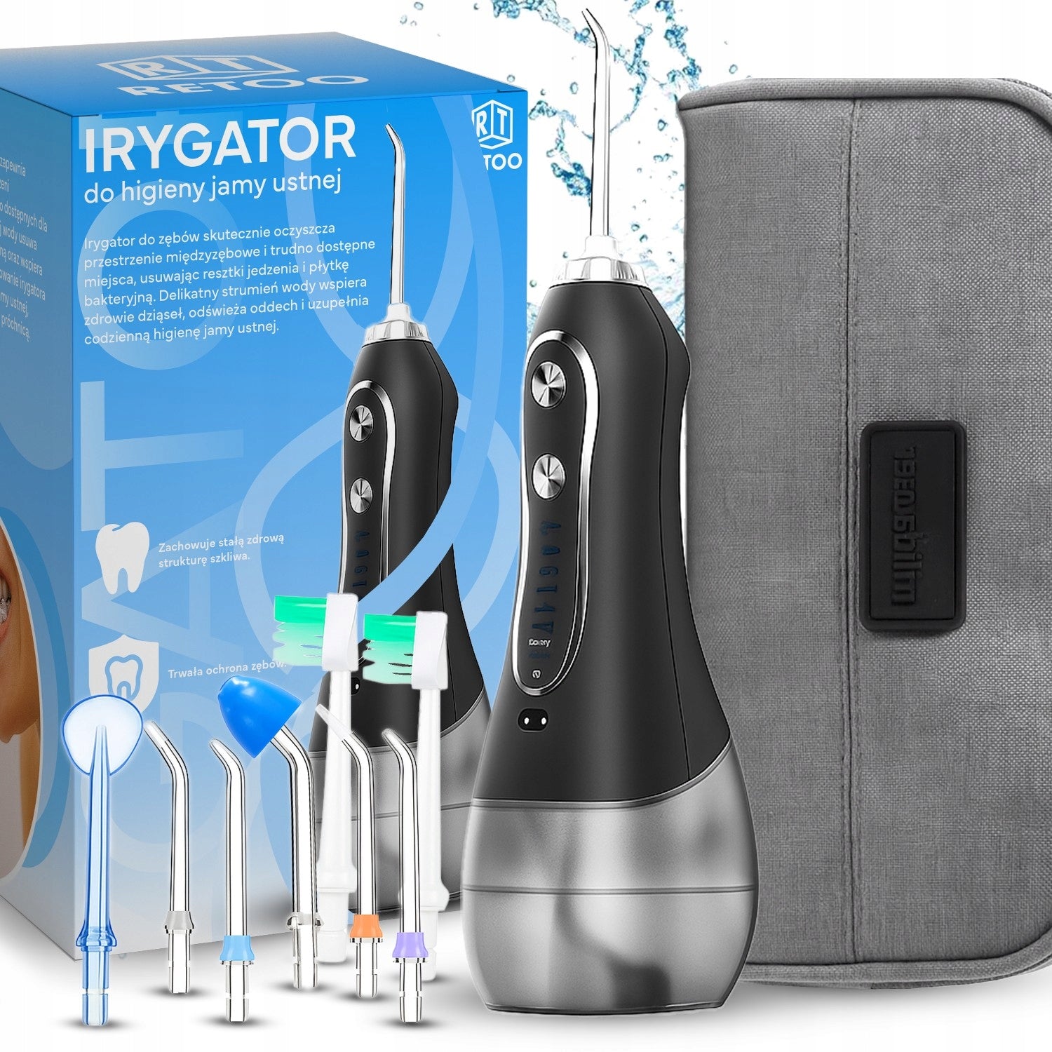 TOOTH IRRIGATOR 5 MODES 8 TIPS WIRELESS DENTAL 300ML CASE Packaging status original