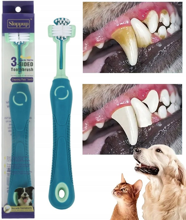 TOOTHBRUSH FOR CAT DOGS PROFESSIONAL GENTLE THREE-SIDED 3D