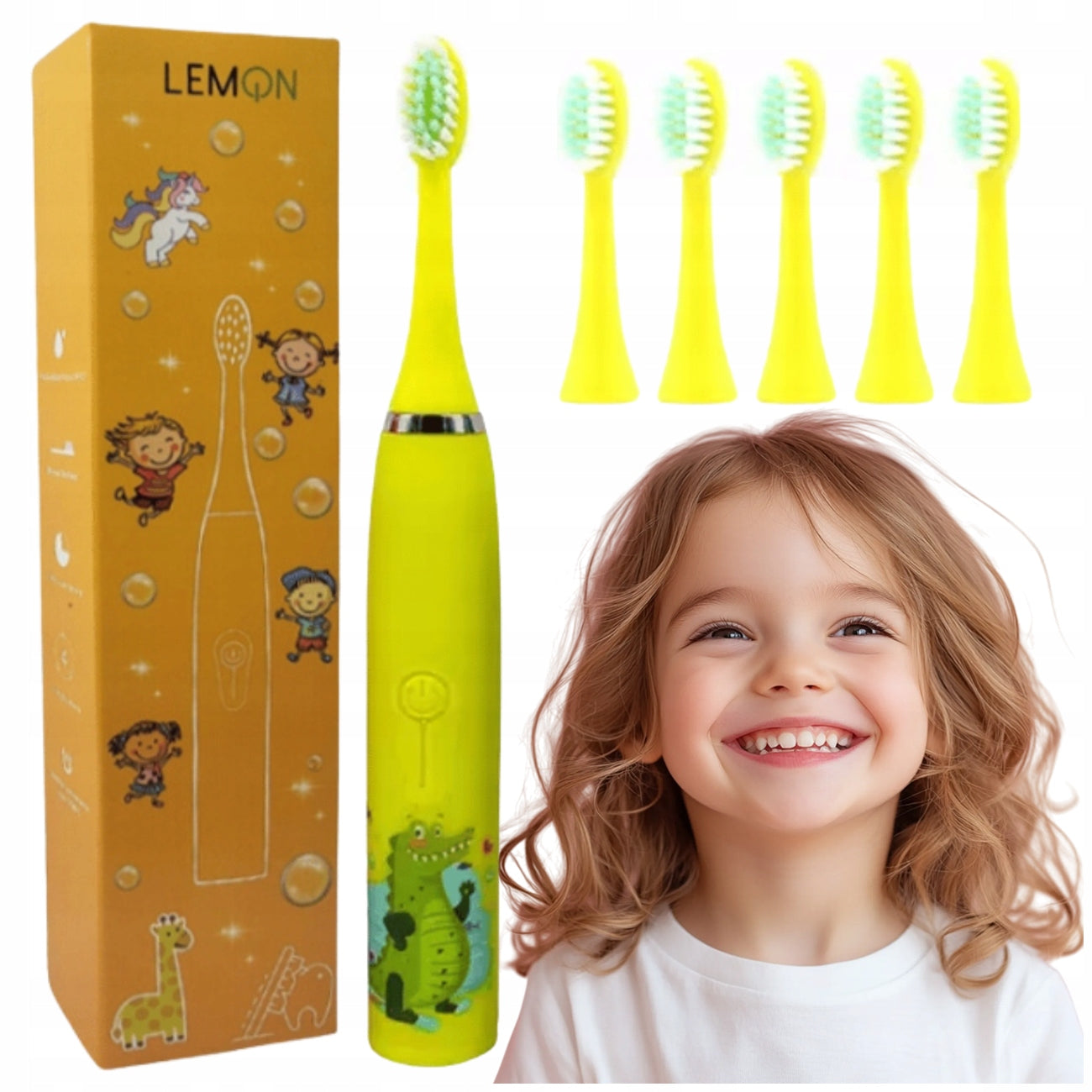 TOOTHBRUSH FOR CHILDREN ELECTRIC SONIC TIP YELLOW