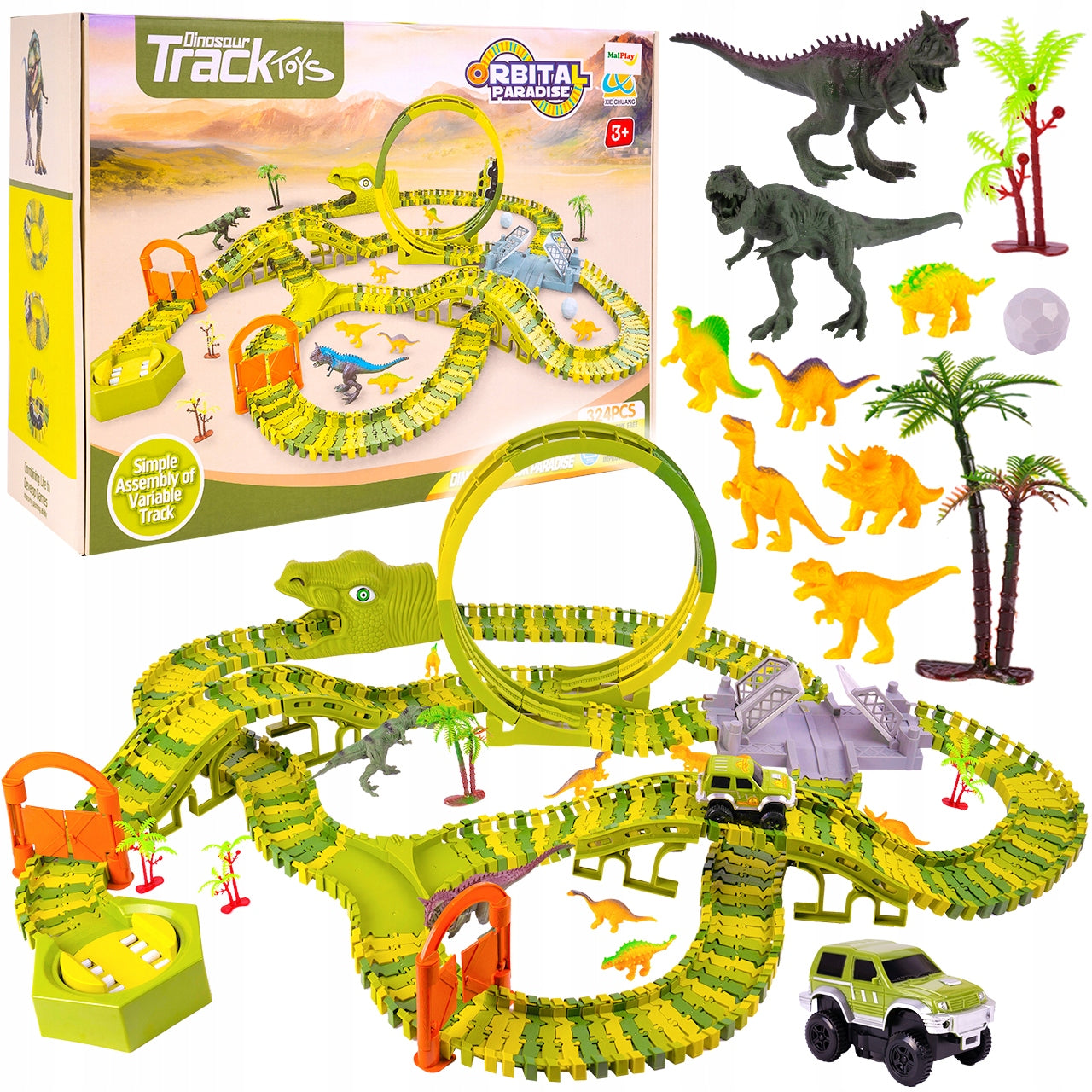 Spielzeugautobahn Dinosaurierpark MalPlay, 324 e.