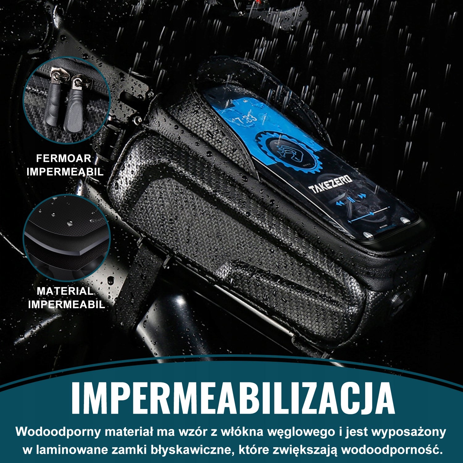 TORBA ROWEROWA WODOODPORNY UCHWYT NA TELEFON, DO TELEFONÓW 6,8 CALA, Czarny Manufacturer code ALGHF-EVA-TZ01