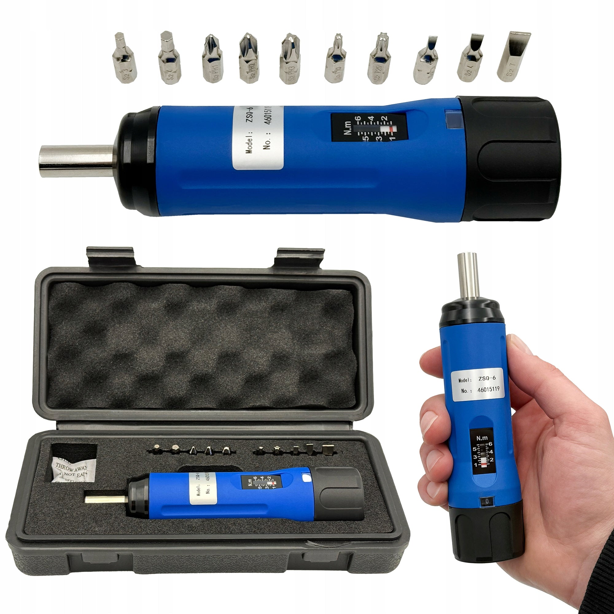 TORQUE SCREWDRIVER 1/4'' 1 - 6 NM SCREWDRIVER WITH BITS PROTESTER ZSQ-6