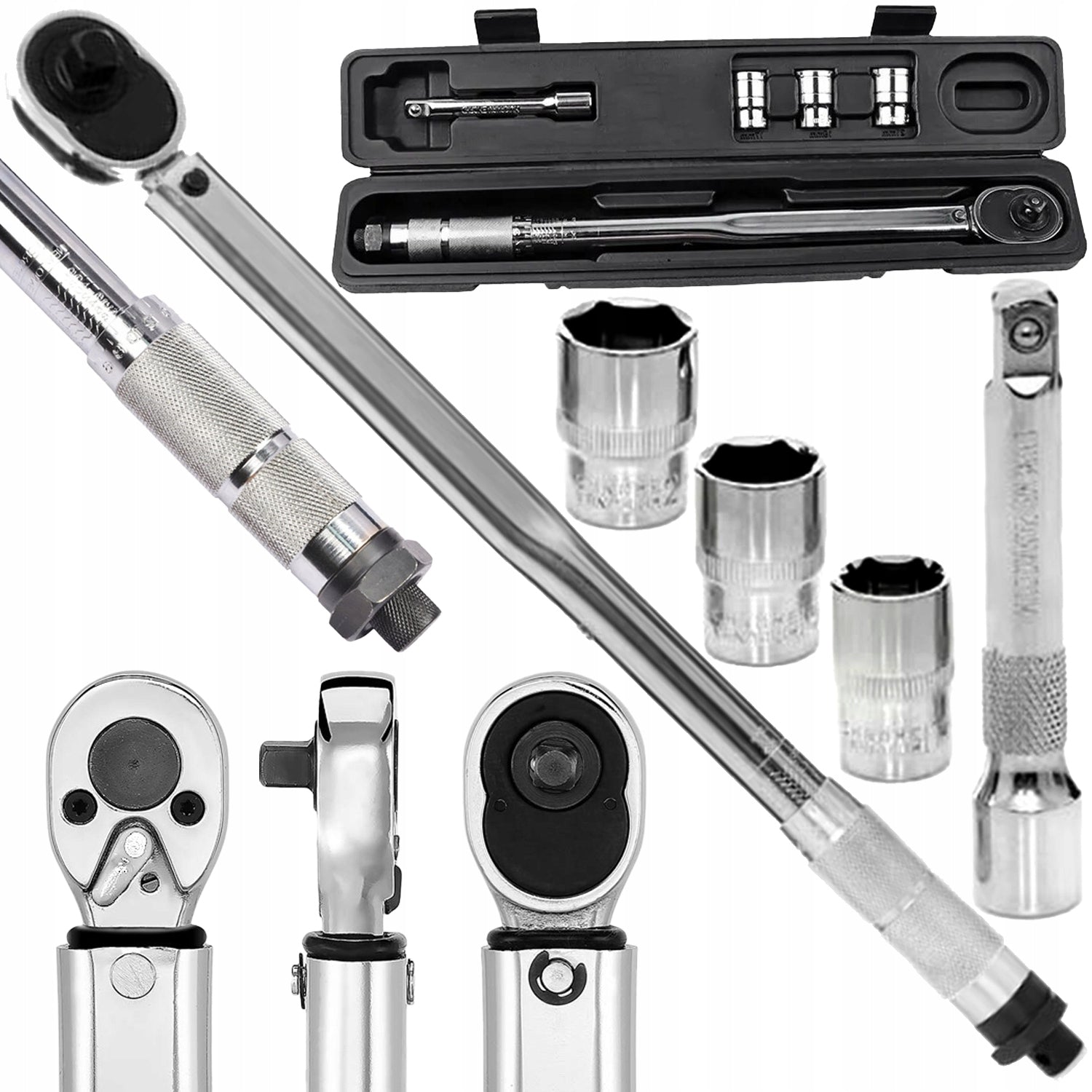 TORQUE WRENCH 1/2 28-210Nm CrMO & CrV + 3 CAPS 17,19,21 mm