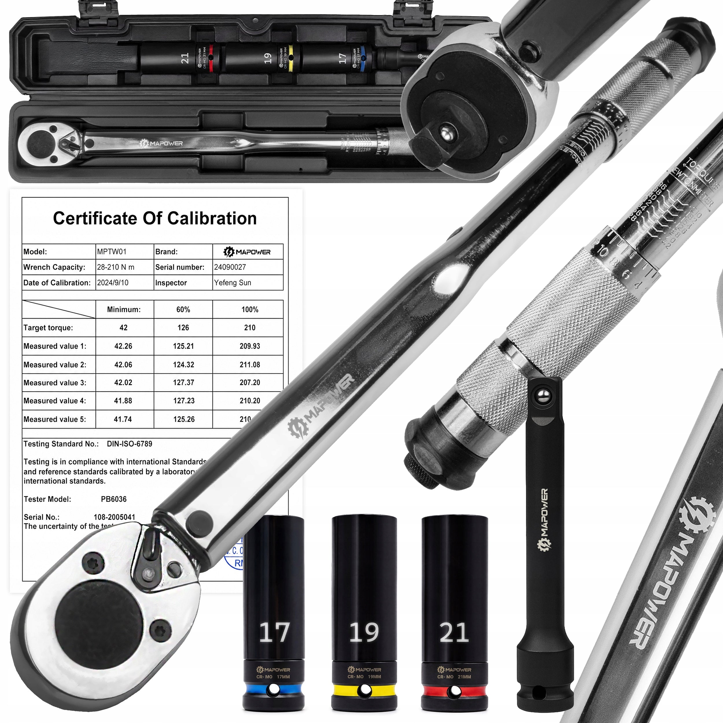 TORQUE WRENCH 1/2 28-210Nm FOR WHEELS CALIBRATION CERTIFICATE CRV LOCK