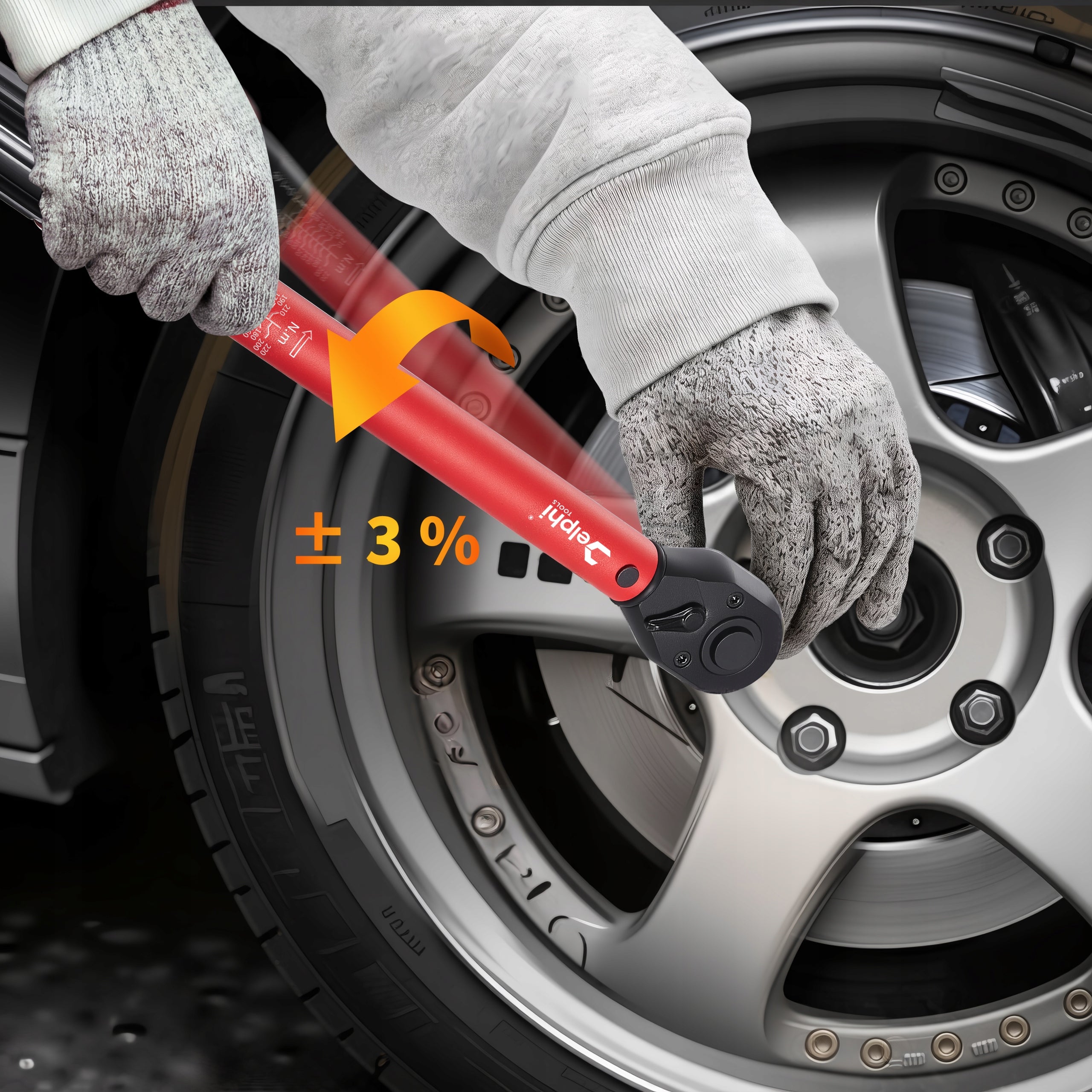 TORQUE WRENCH 1/2 40-220Nm CrMO & CrV + 4 CAPS 17,19,21,24 +- 3% Customs tariff code 82041200