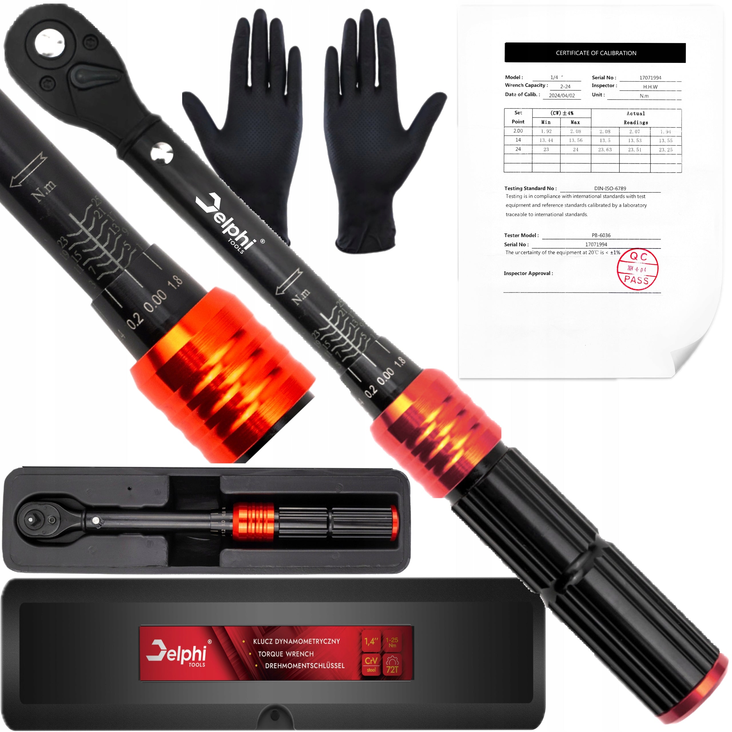 TORQUE WRENCH 1/4 1-25Nm CrMO & CrV WITH LOCK CALIBRATION CERTIFICATE