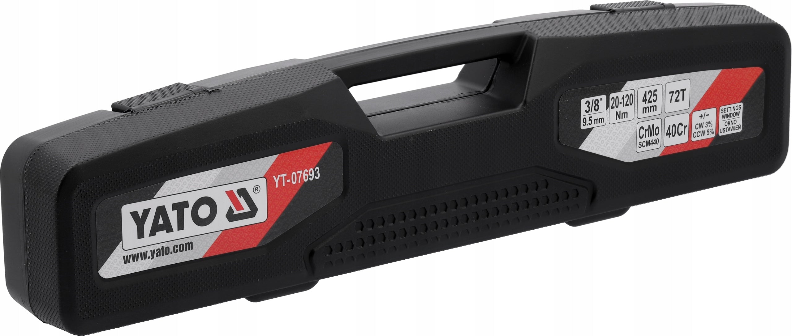 TORQUE WRENCH 3/8" 20-120Nm 425mm WITH SETTING WINDOW YATO Customs tariff code 82041200