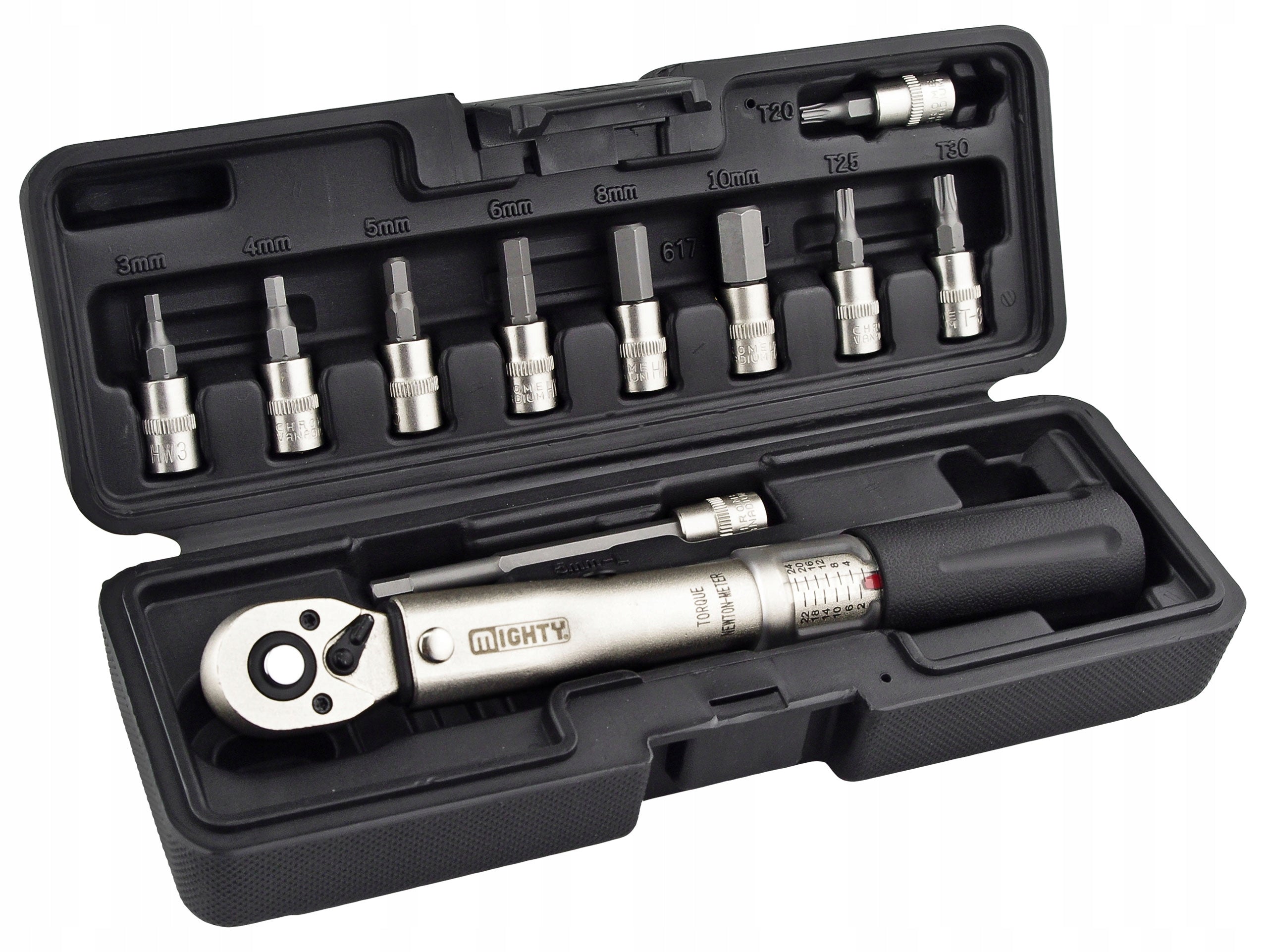 TORQUE WRENCH BICYCLE MIGHTY WITH ADJUSTABLE 2-24 Nm + CAP BITS Packaging status original