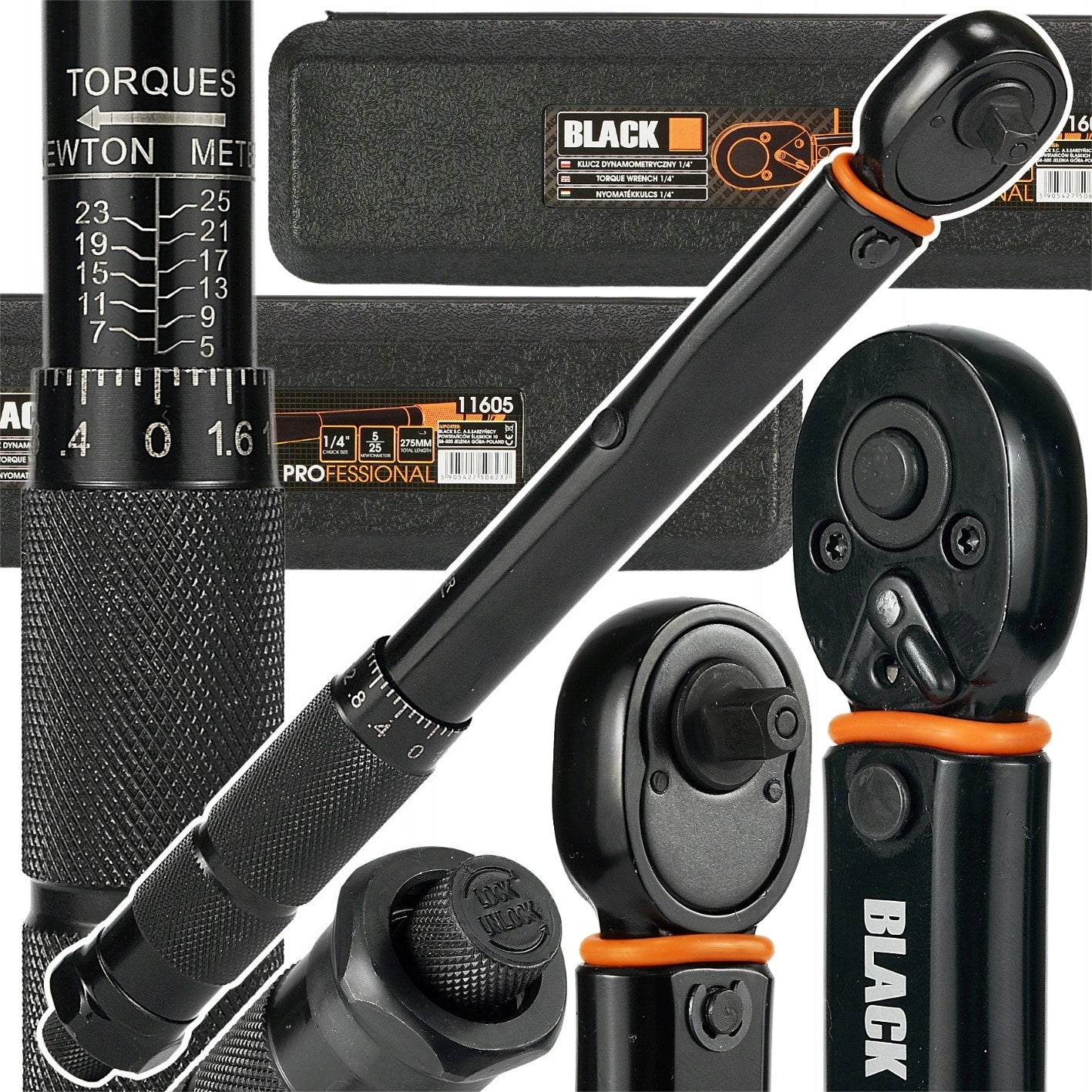 TORQUE WRENCH WITH LOCK 5-25 NM 1/4" BIDIRECTIONAL WITH CASE
