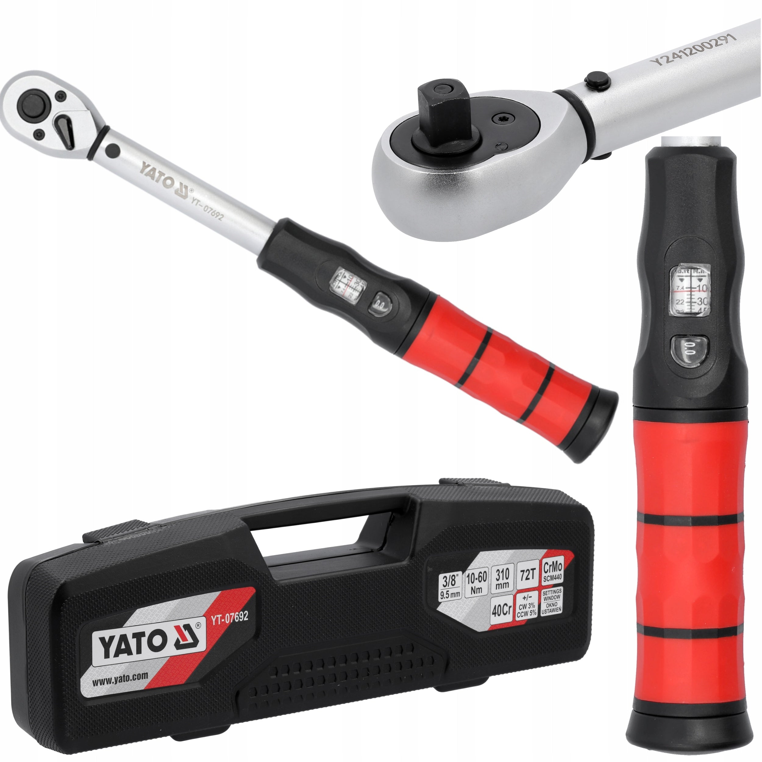 TORQUE WRENCH YATO 3/8" 10-60Nm 310mm WITH SETTING WINDOW CERTIFICATE