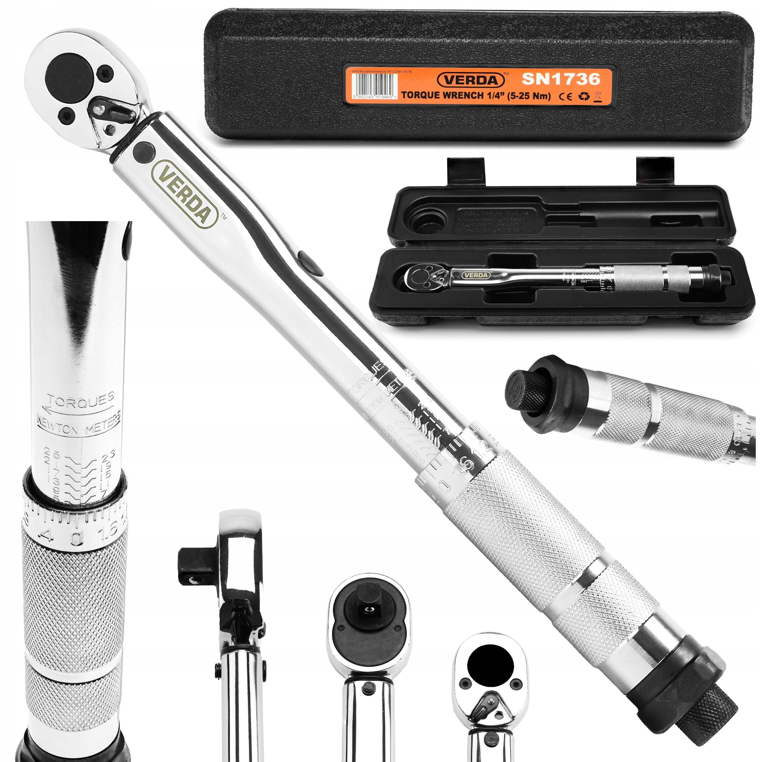 TORQUE WRENCH for Candles 1/4" 5-25Nm + Case SUITCASE VERDA