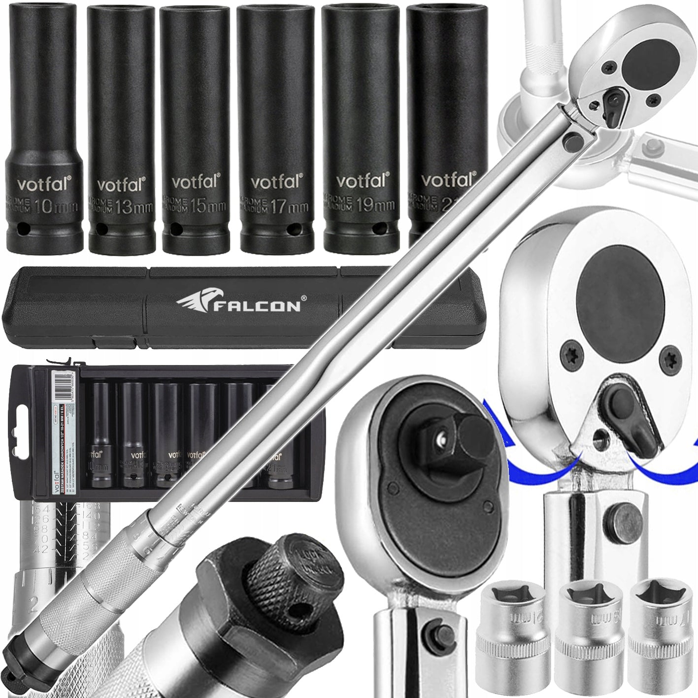 TORQUE WRENCH for wheels 1/2" 28-210 Nm CrMO & CrV +CAPS 6el SUITCASE