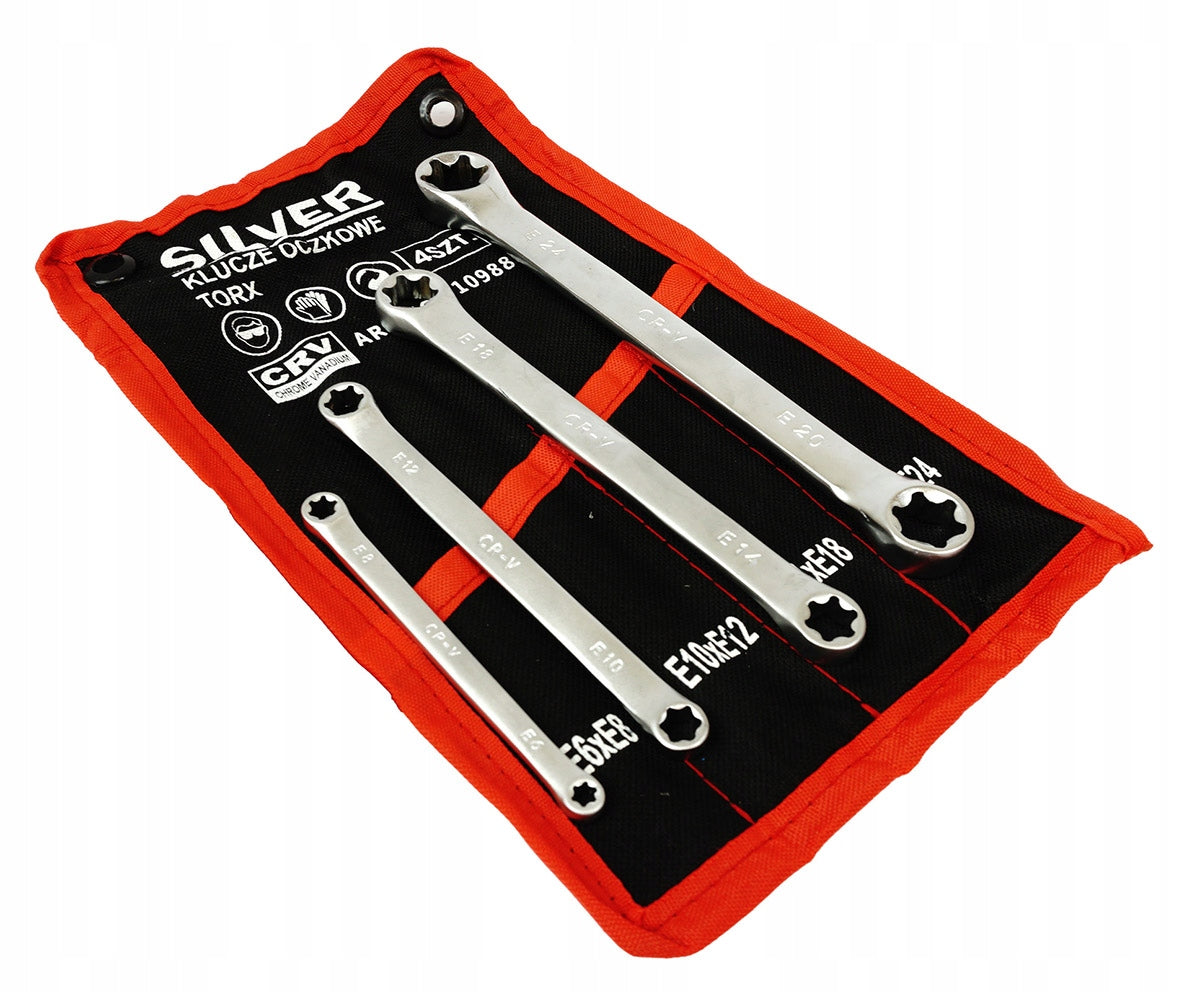 TORX FLAT EYE WRENCHES 4 ELEMENTS E6-E24 SHEET SOLID DURABLE