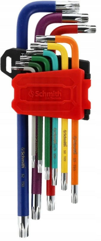 TORX LONG ALLEN WRENCHES T10-T50 COLORFUL 9pcs WITH HOLE SCHMITH Brand Schmith